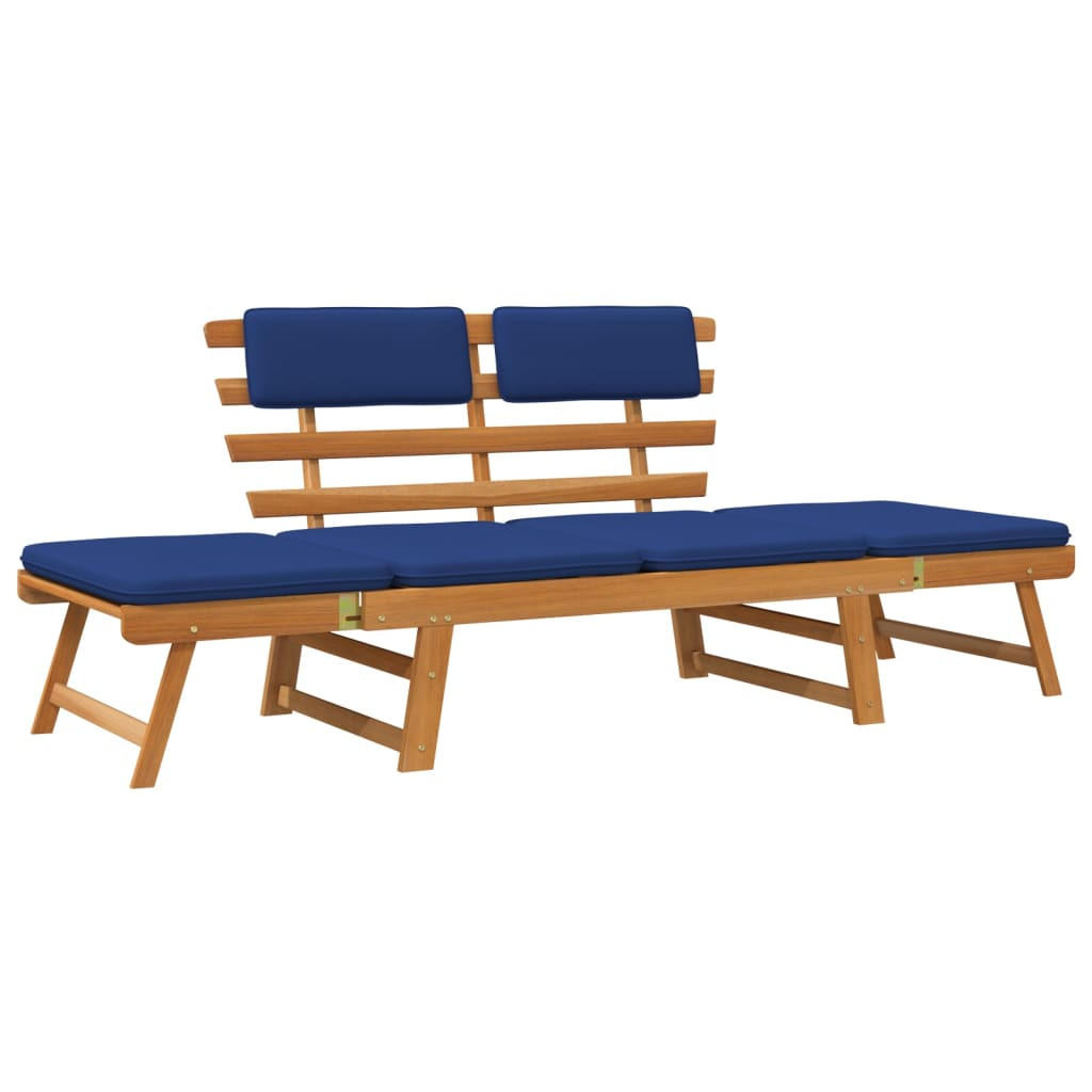GARTENBANK mit Auflagen 2-in-1 190 cm Massivholz Akazie - Blau, Holz (190/74/68cm) - furnicato