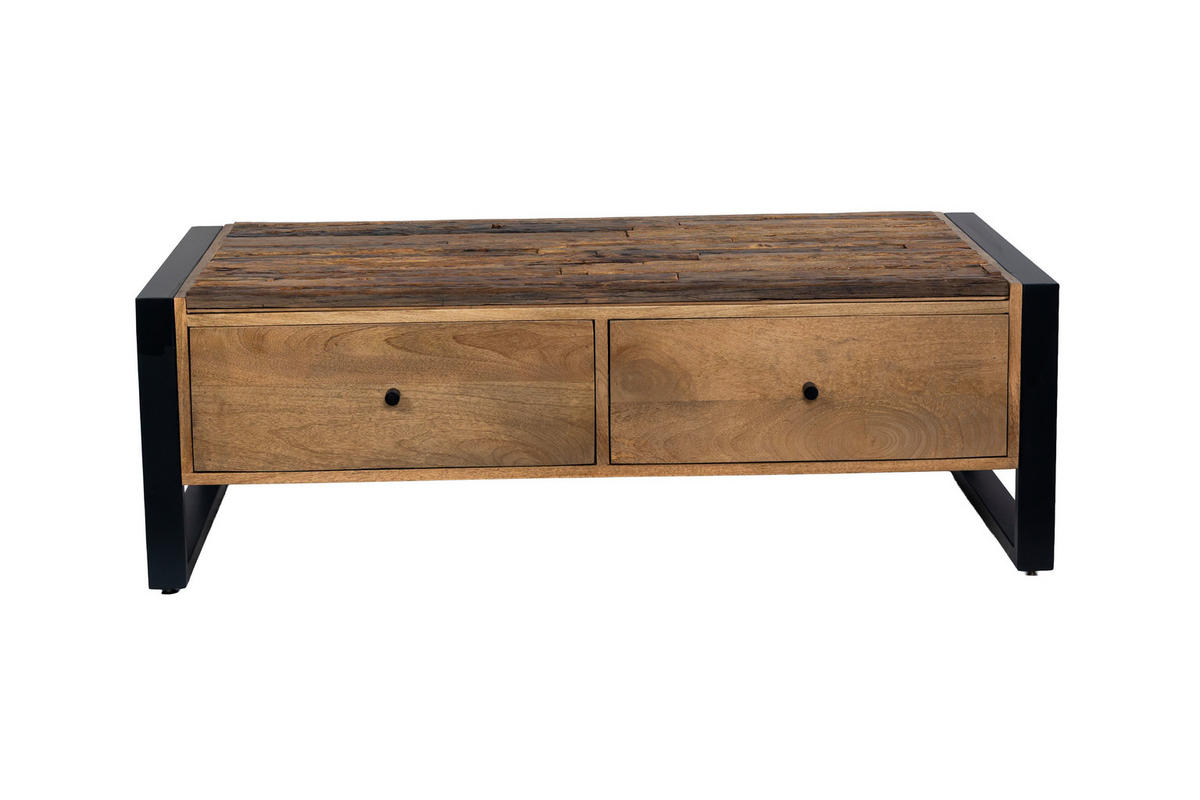 COUCHTISCH Liv Mangoholz Schwarz Matt 40x60x120cm - Schwarz, Holz (120/60/40cm) - DELUKE