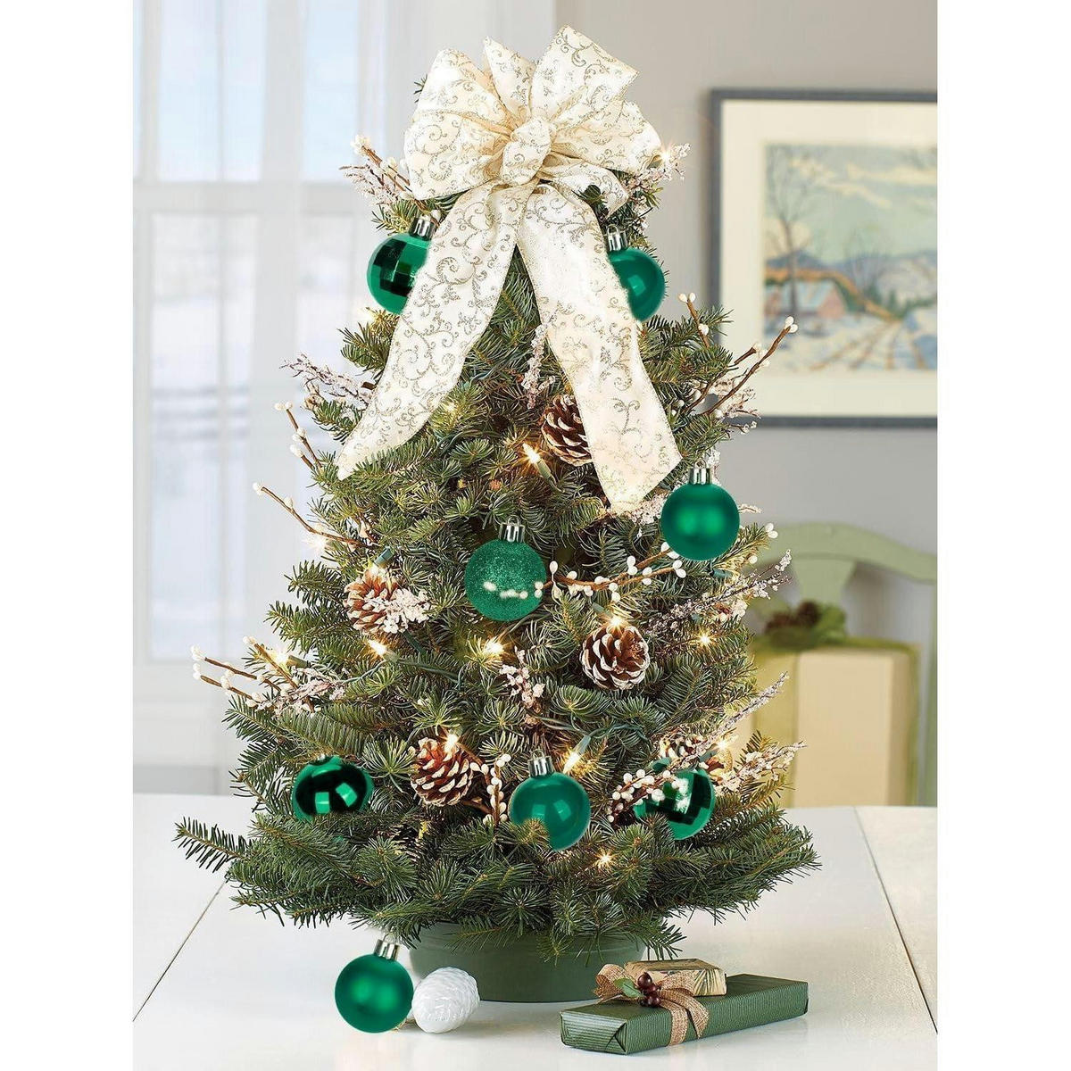 WEIHNACHTSKUGELN 40 Stück bruchsicher Kunststoff dunkel Grün 4 cm - Grün, Kunststoff (4/4/4cm)