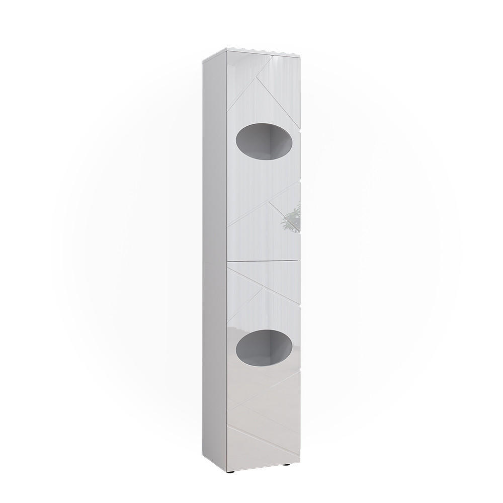 WÄSCHESCHRANK Irma Weiß 37.2 x 192 cm - Weiß Hochglanz/Weiß, Holzwerkstoff (37.2/192/32cm) - Vicco