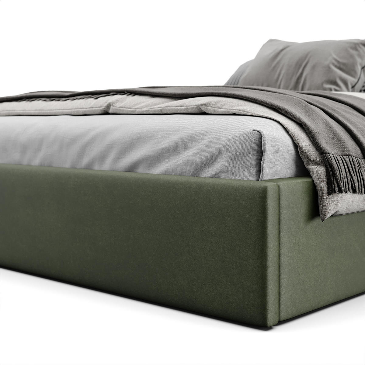 POLSTERBETT 120x200cm Bett mit Stauraum Lattenrost Khaki - Olivgrün, Holz/Holzwerkstoff (120/200cm) - Muralo