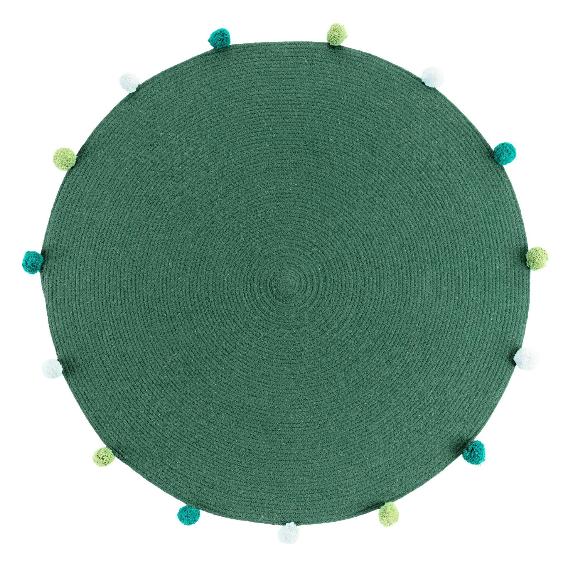 KINDERTEPPICH Ø 90 cm Pompomparty - Grün, Textil (90/90cm) - Douceur d´intérieur