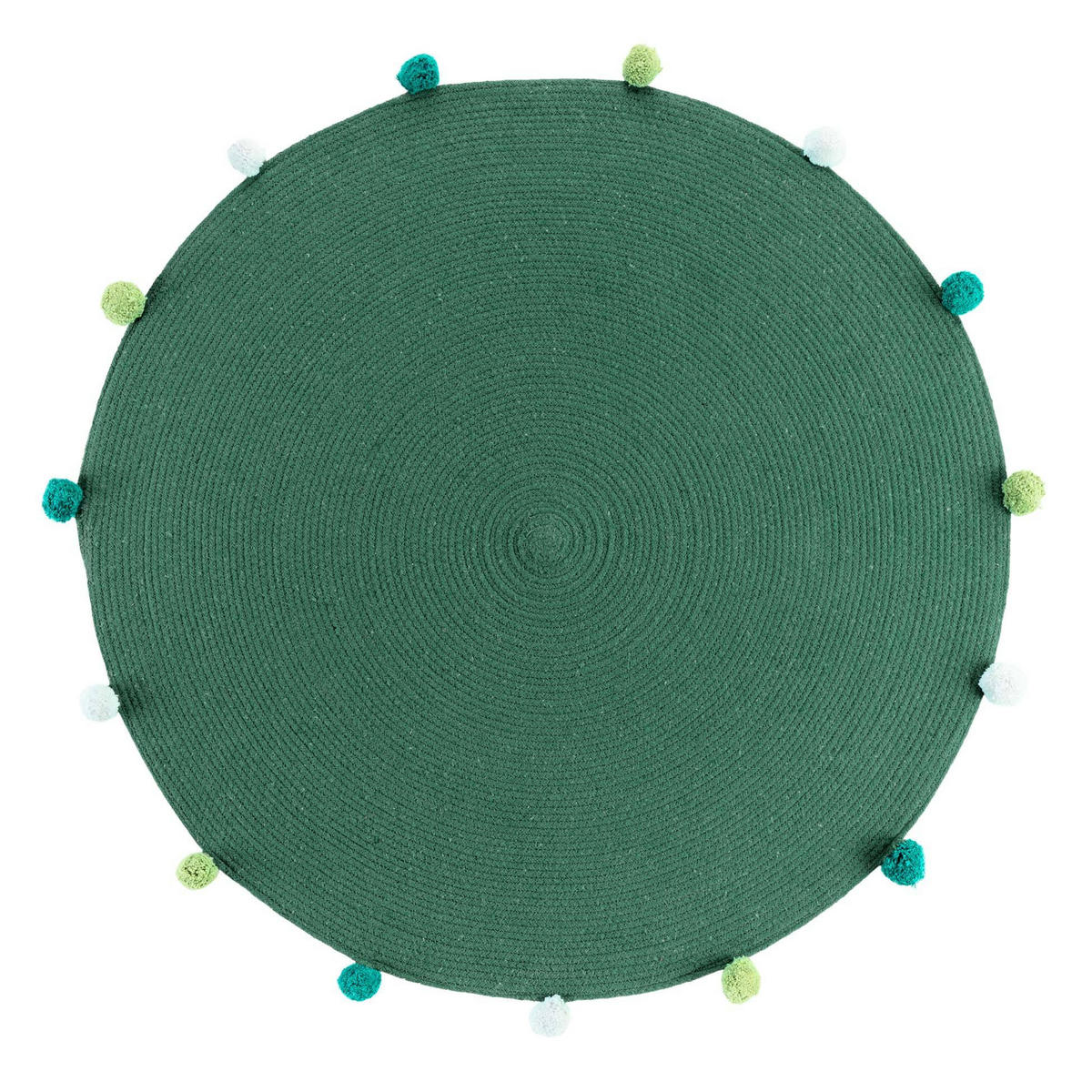KINDERTEPPICH Ø 90 cm Pompomparty - Grün, Textil (90/90cm) - Douceur d´intérieur