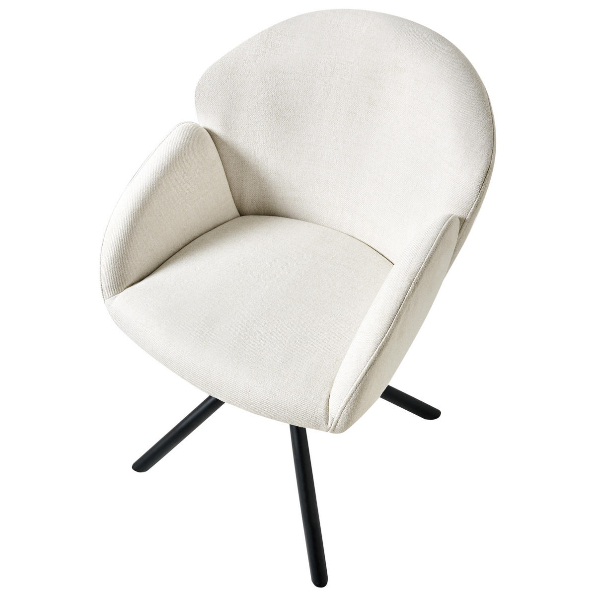 ESSZIMMERSTUHL 2er-Set Cremeweiß Maybee - Schwarz/Weiß, Textil (52/79/71cm) - Beliani