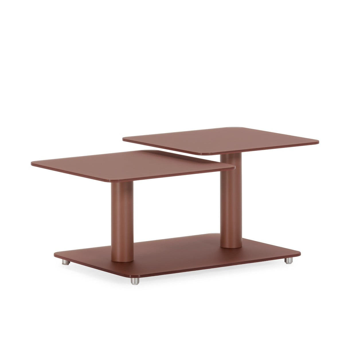 COUCHTISCH mit quadratischen Glasplatten 54/42,8/114,6 cm - Terracotta, Glas (66.5/54/42.8cm) - Calicosy
