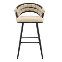 BARHOCKER 4er-Set Beige aus Samt mit Rückenlehne und Metallbeinen - Beige, Metall (56/98.5/50.5cm) - PANGIVO