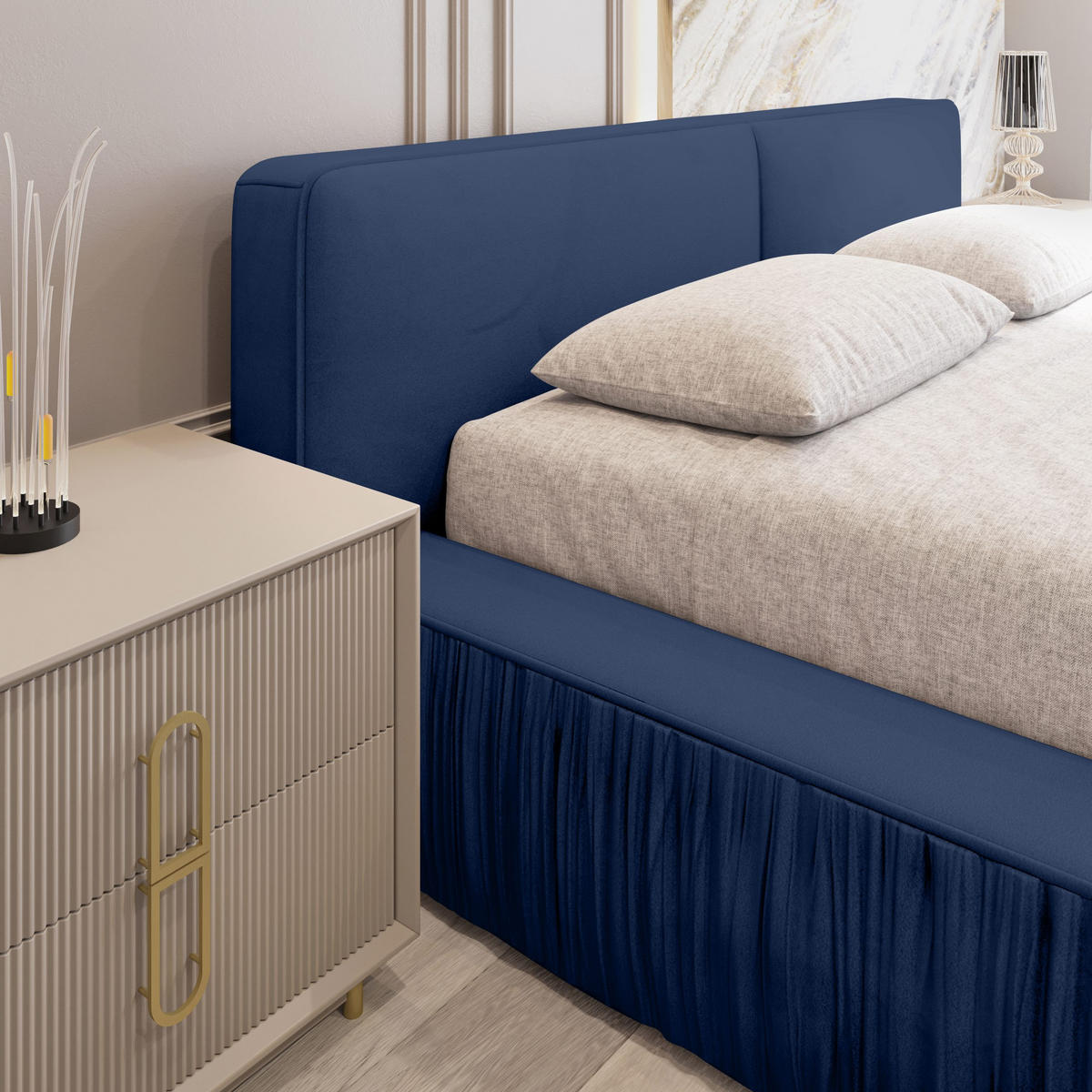 POLSTERBETT aus Polyester Fonni 180x200 cm, Dunkelblau - Dunkelblau, Textil (180/200cm) - Fedve