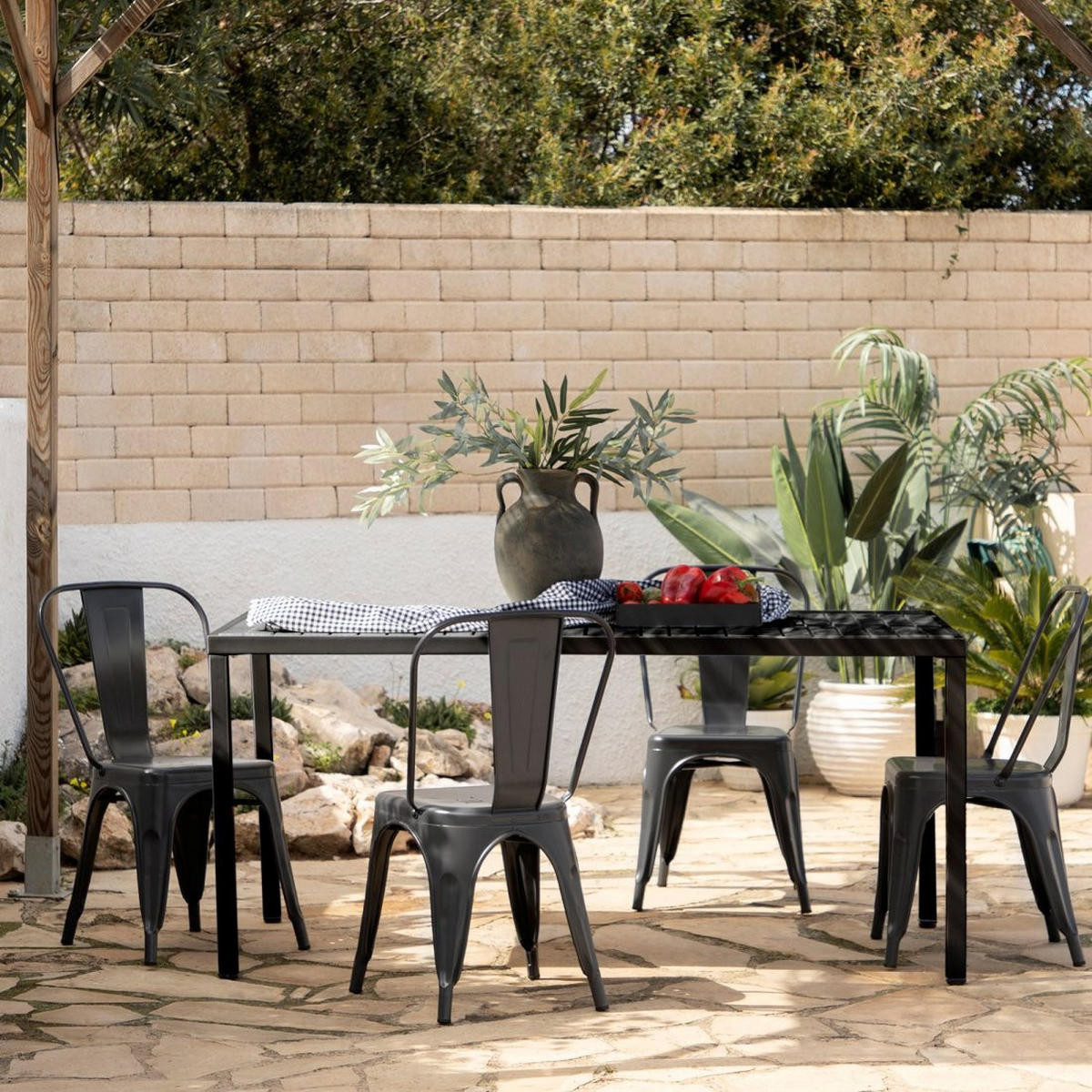 STUHL FÜR DRAUSSEN Hjorts Grau 46 cm x 85 cm - Grau, Metall (46/85/49cm)