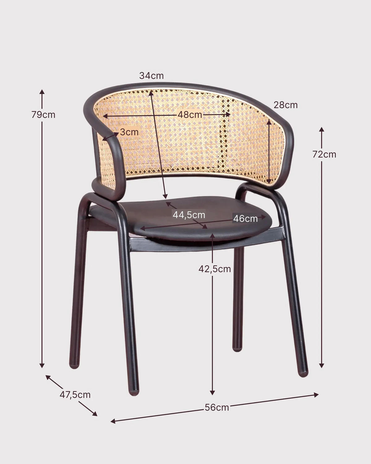 STUHL Naturmaterialien Schwarz - Schwarz, Naturmaterialien (56/79/48cm) - Nest Dream