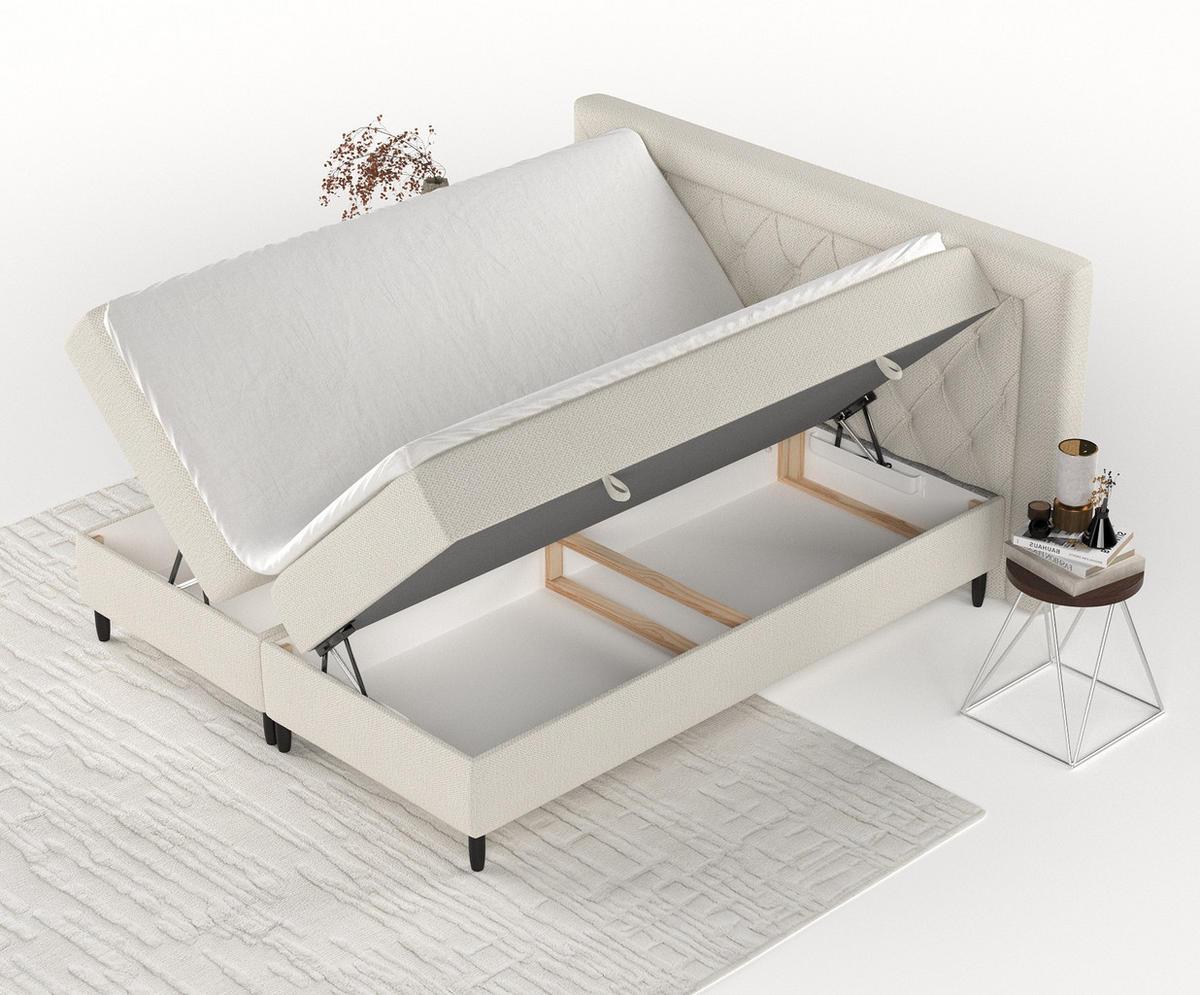 BOXBETT Avani Beige 160/200 cm - Beige/Schwarz, Holz/Holzwerkstoff (160/200cm) - Maison de Reve