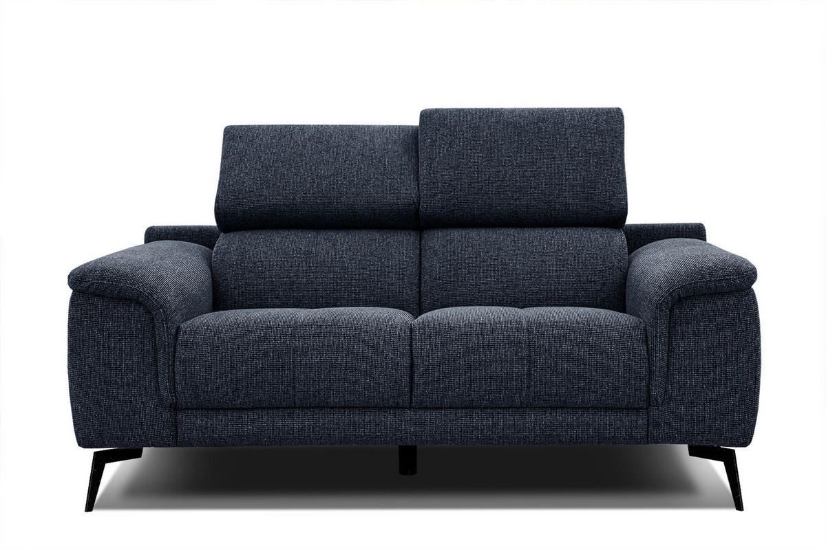 SOFA FIERO 2-Sitzer, dunkelblau - Schwarz/Dunkelblau, Holzwerkstoff/Textil (170/82/103cm) - Courtois Laville