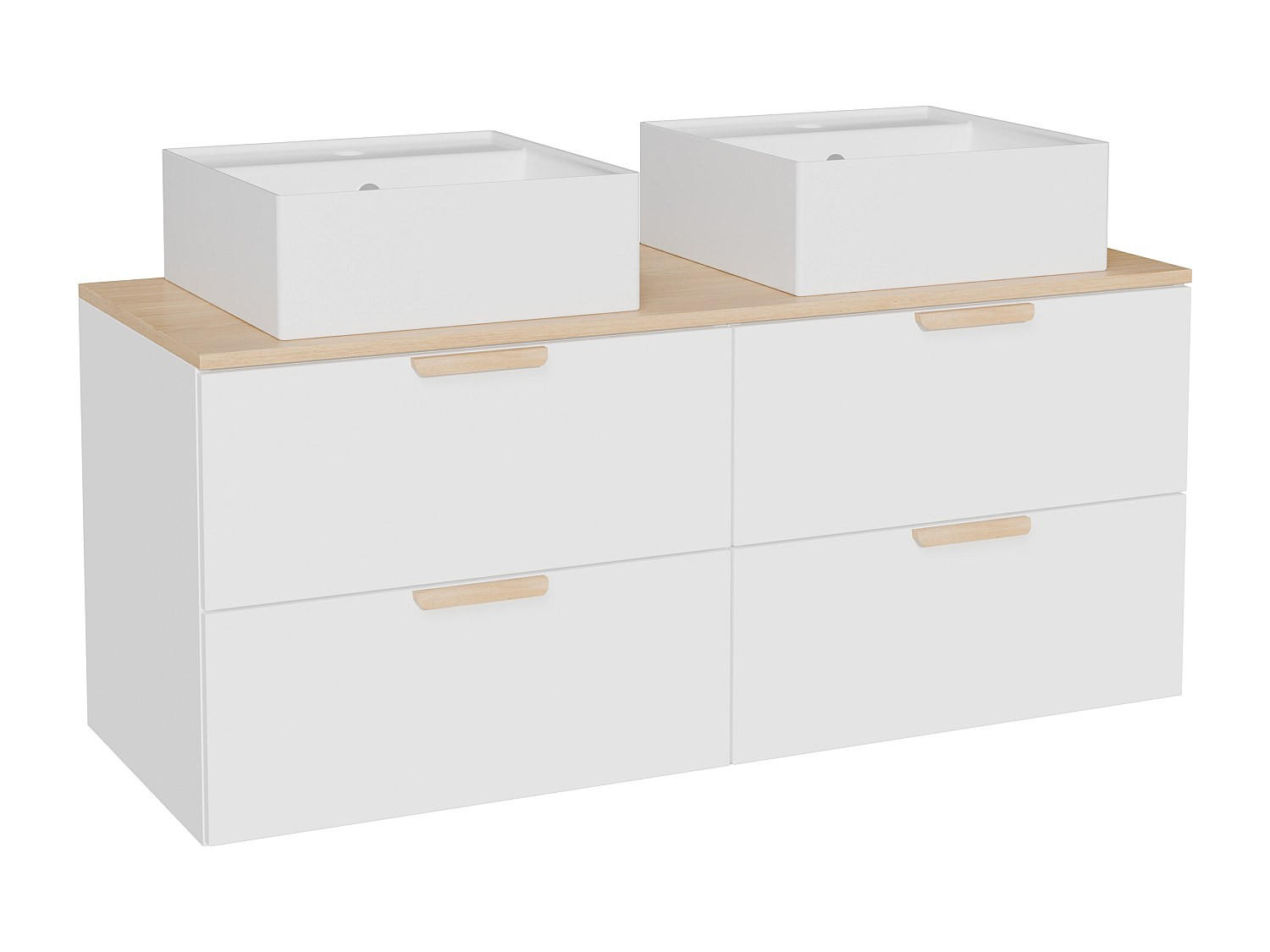 DOPPELWASCHTISCH - 120 cm x 46 cm - holz - weiß Avoreli - Weiß, Holz (120/50/46cm) - Vente-Unique