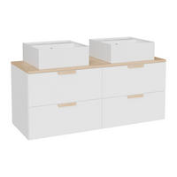 DOPPELWASCHTISCH - 120 cm x 46 cm - holz - weiß Avoreli - Weiß, Holz (120/50/46cm) - Vente-Unique