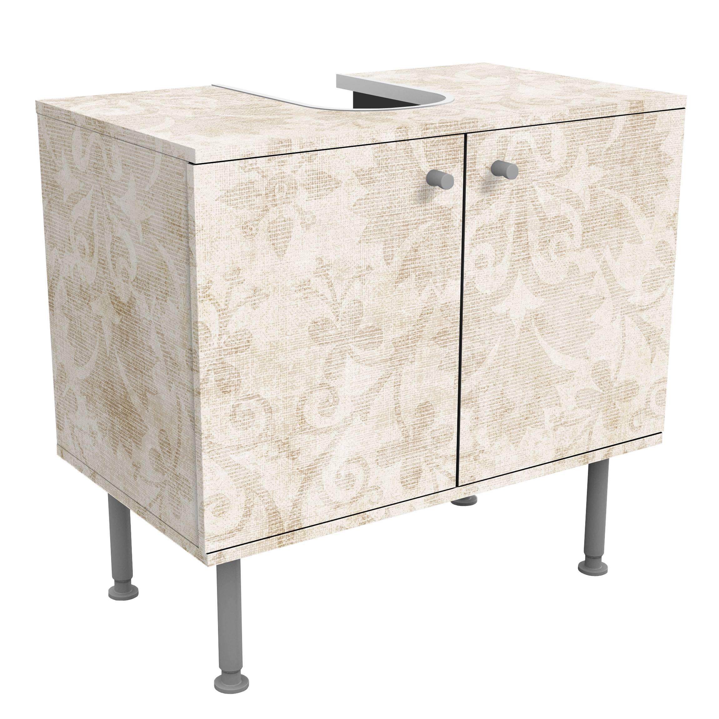 WASCHBECKENUNTERSCHRANK Antiker Damast 60/55/35 cm - Beige, Holzwerkstoff (60/55/35cm) - Bilderwelten