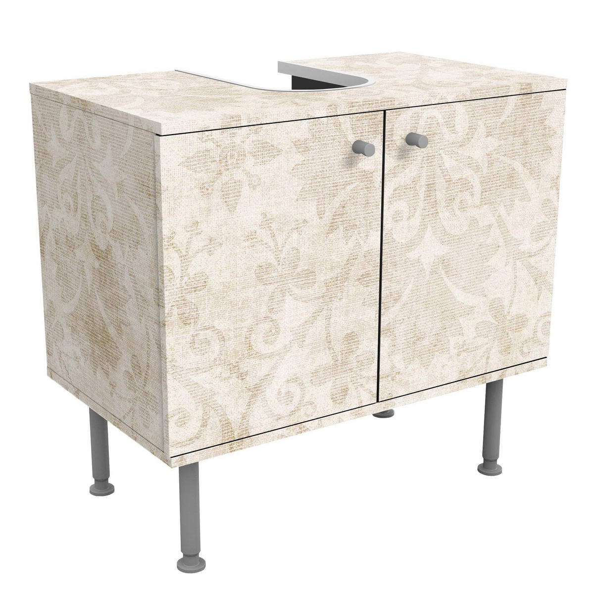 WASCHBECKENUNTERSCHRANK Antiker Damast 60/55/35 cm - Beige, Holzwerkstoff (60/55/35cm) - Bilderwelten