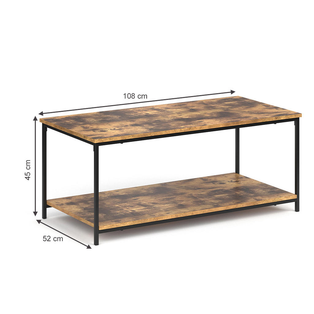 Thumbnail - Vicco Couchtisch, Alteiche, Schwarz, Holzwerkstoff, Rechteckig, 108x45x52 cm, Wohnzimmer, Wohnzimmertische, Couchtische