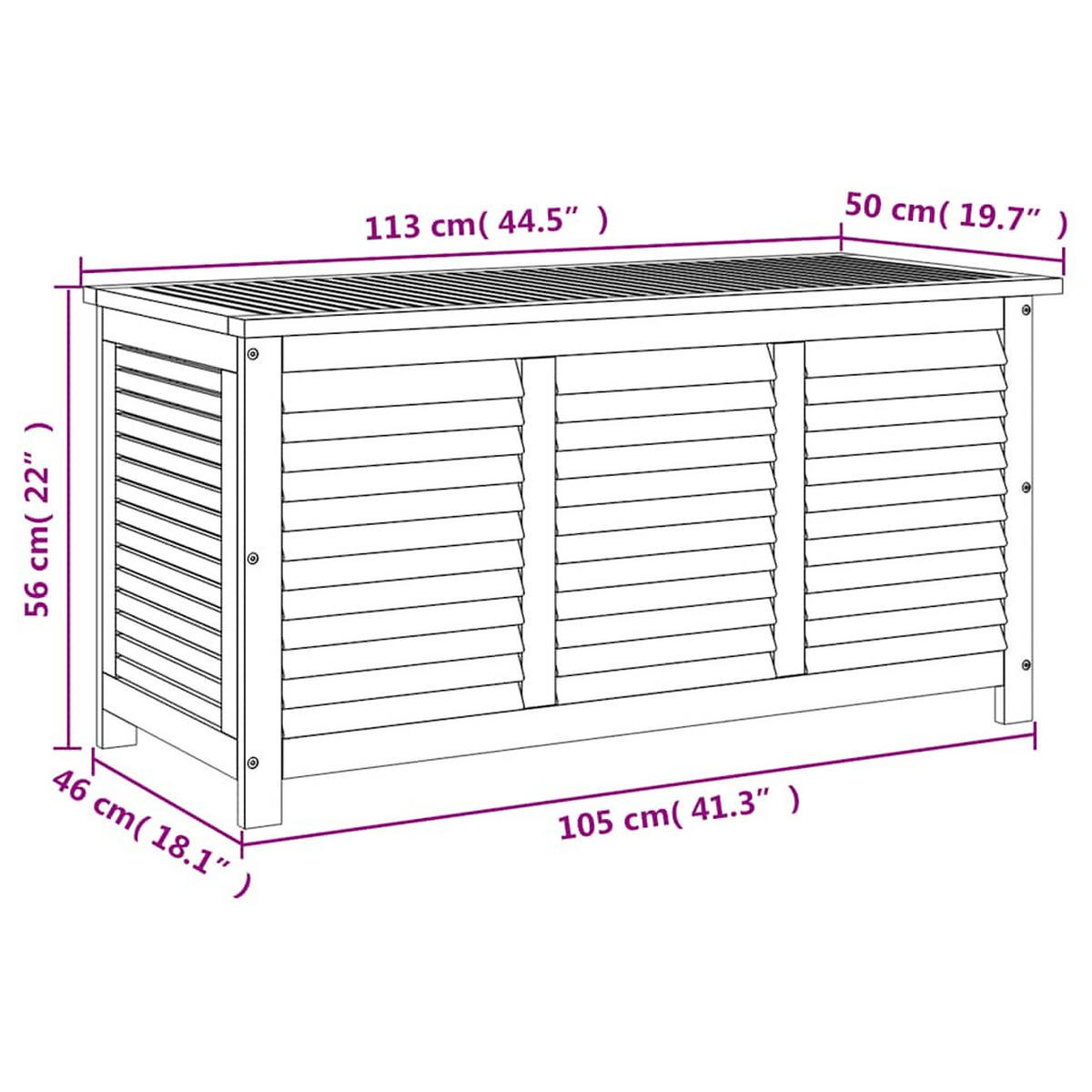 GARTENBOX Mit Lüftungsschlitzen 113/50/56 Cm Massivholz Akazie - Braun, Holz (50/56/113cm) - vidaXL