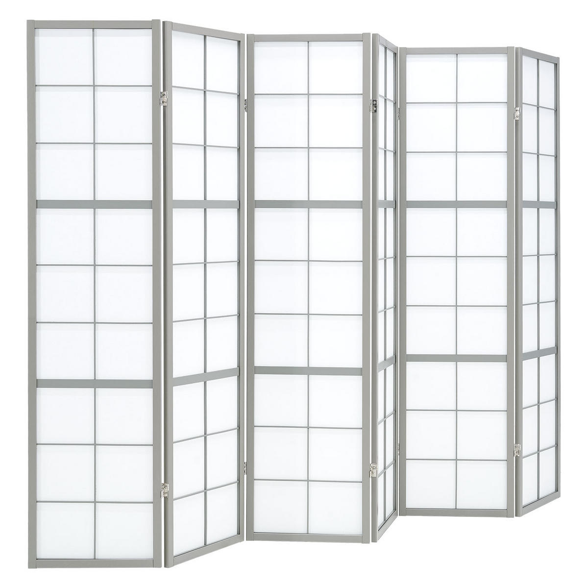 PARAVENT 6-tlg 264/179 cm Grau Holz Shoji - Grau, Holz (264/179/2cm) - Homestyle4u