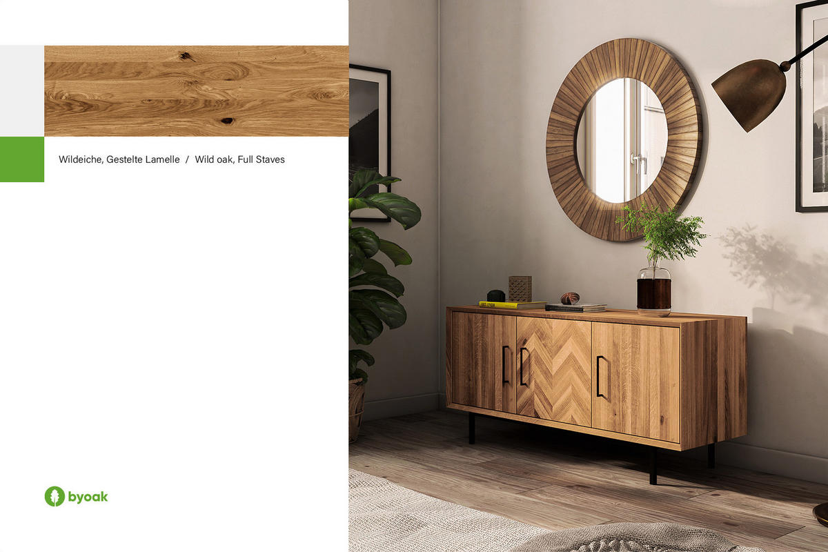 KOMMODE BREIT LEON Wildeiche - Wildeiche, Holz (144/65/45cm) - byoak