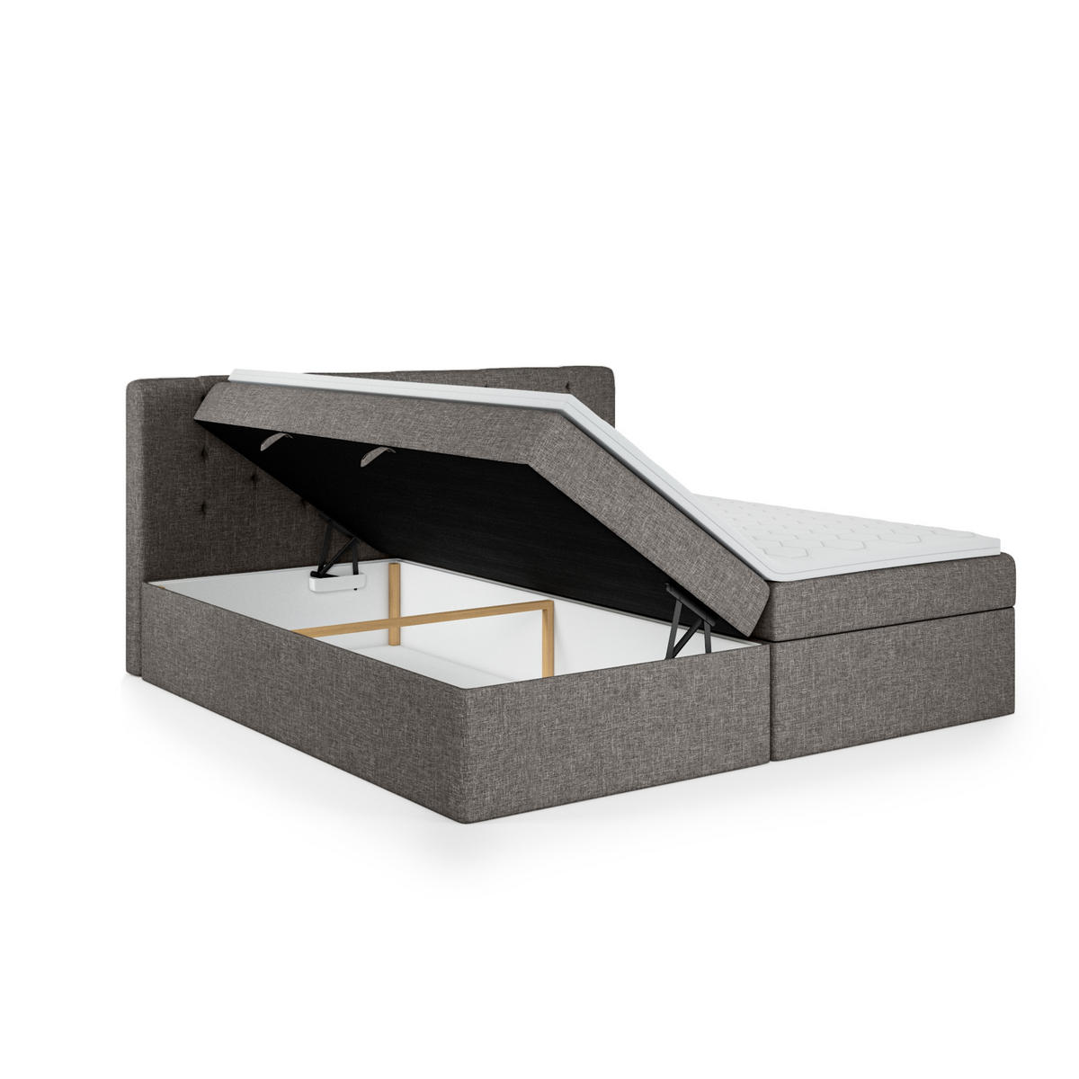 BOXBETT Doppelbett Pekin Grau 160x200 cm - Grau, Textil (160/200cm) - Fedve