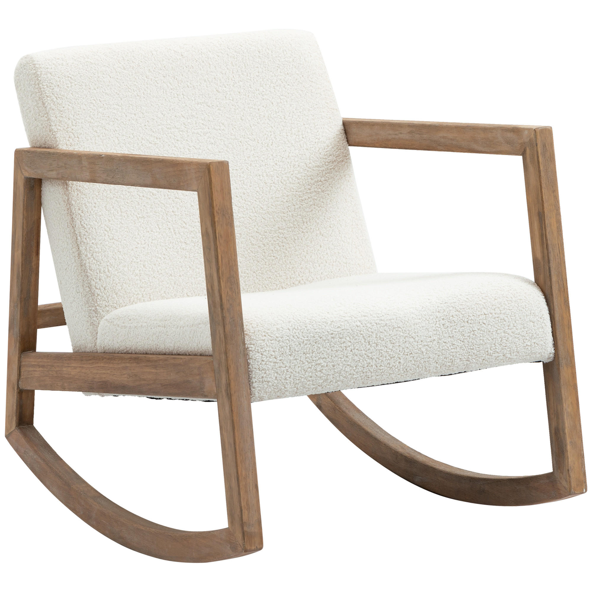 SCHAUKELSTUHL, Kautschukholz, Cremeweiß - Creme, Kunststoff (81/71/60cm) - HOMCOM