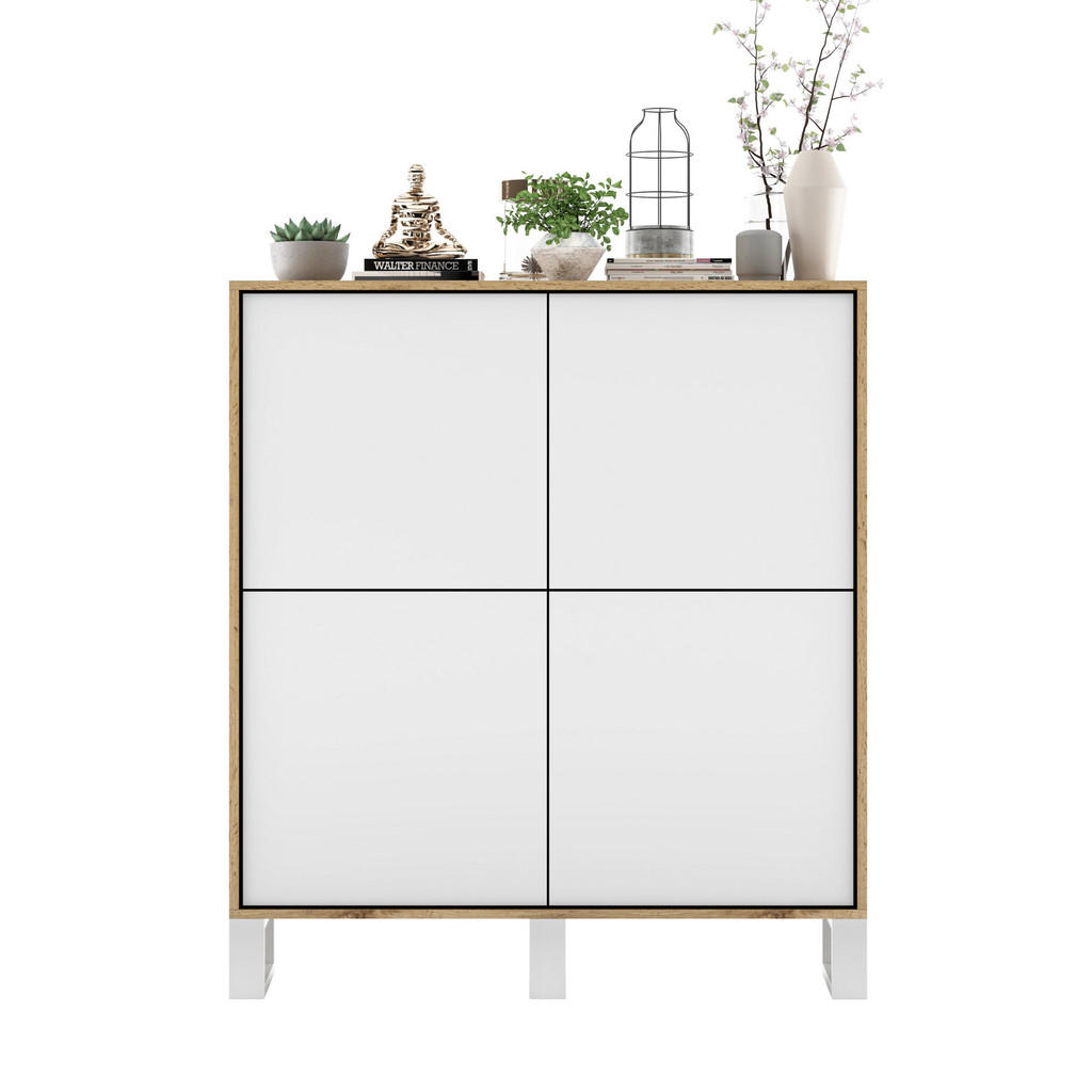 Thumbnail - Meble Lindner Kommode, Weiß, Holzwerkstoff, 8 Fächer, Rechteckig, 113x127x35 cm, Wohnzimmer, Kommoden & Sideboards, High...