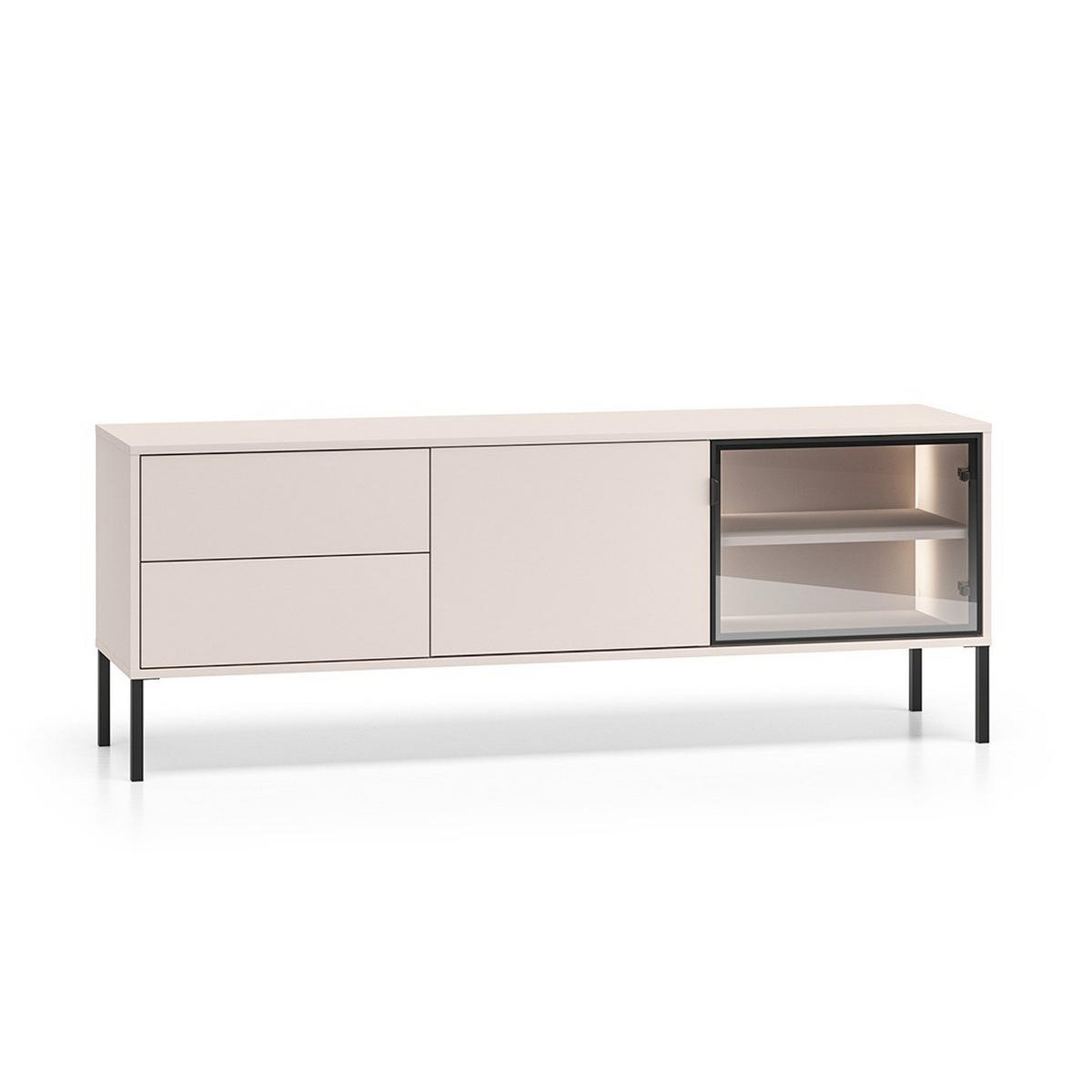 TV-MÖBEL Paige Kaschmir und Schwarz - Beige, Holzwerkstoff (160/59/40cm) - Petits-meubles