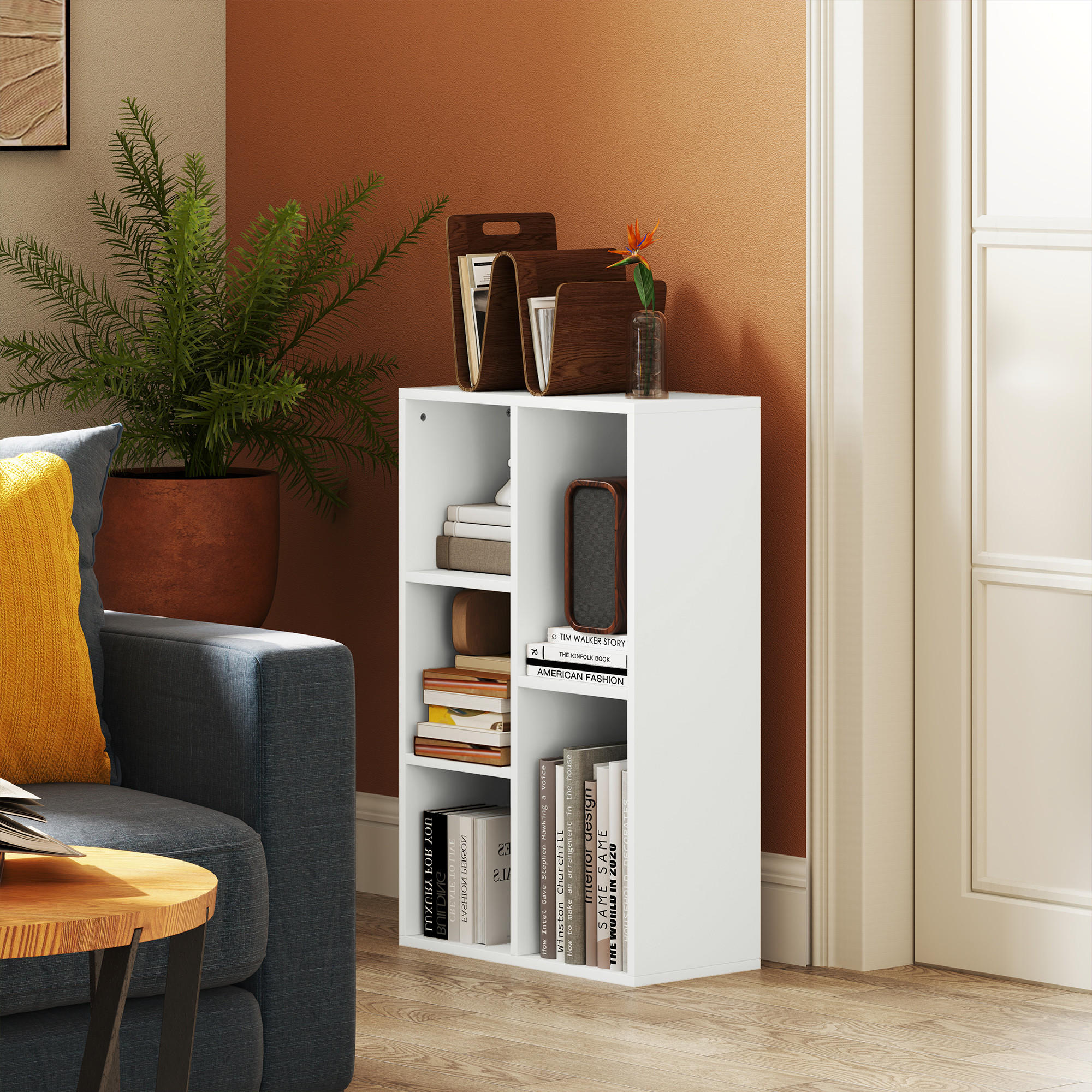 BÜCHERREGAL mit Ebenen,Weiß - Weiß, Karton (24/80/50cm) - HOMCOM