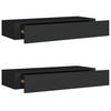WANDREGALE mit Schubladen 2 Stk. Schwarz 60x23,5x10 cm - Schwarz, Holzwerkstoff (60/10/23.5cm) - furnicato