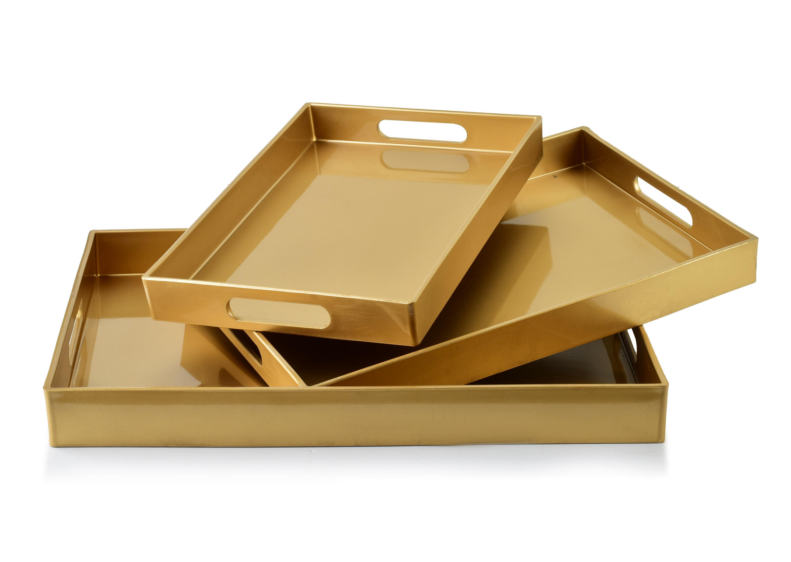 SERVIERTELLER Blanche Gold 3er Set 40/30/4cm Plastik - Goldfarben, Kunststoff (30/4/40cm) - Mondex