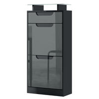 SCHUHSCHRANK Fiesta Grau Hochglanz / Schwarz Hochglanz - Grau, Holzwerkstoff (46/104/23cm) - Vladon