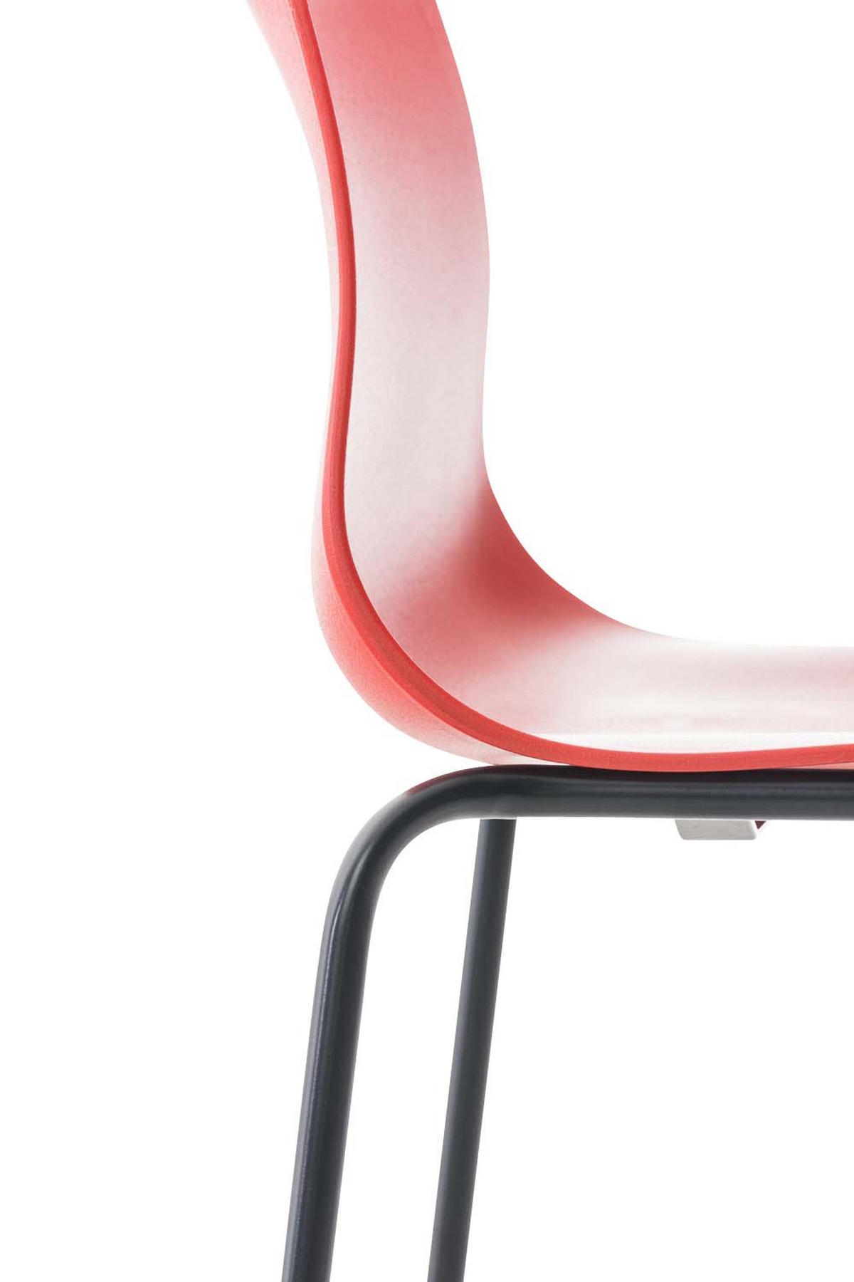 BARHOCKER 2er Set Kunststoff rot - Rot/Schwarz, Kunststoff/Metall (43/100/48cm) - CLP