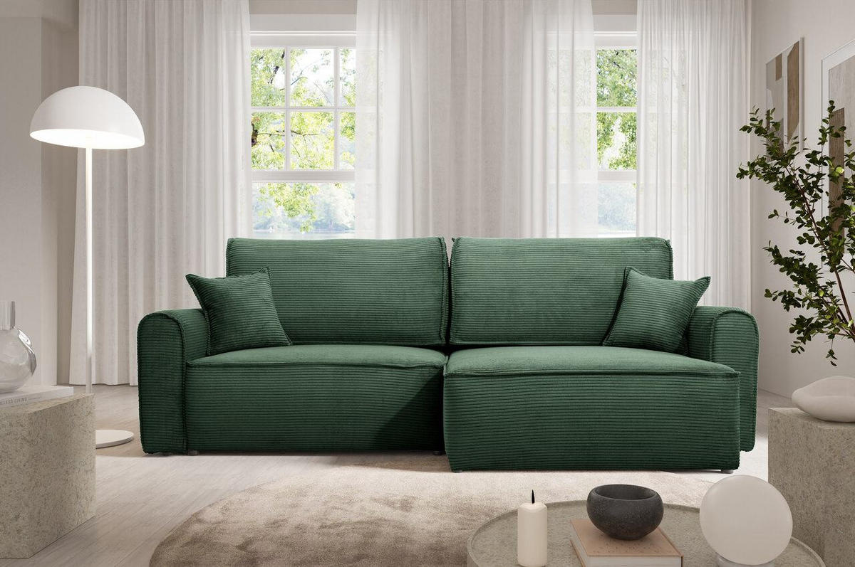 ECKSOFA mit Schlaffunktion Grüne - Grün, Textil (244/148cm) - Furnisell