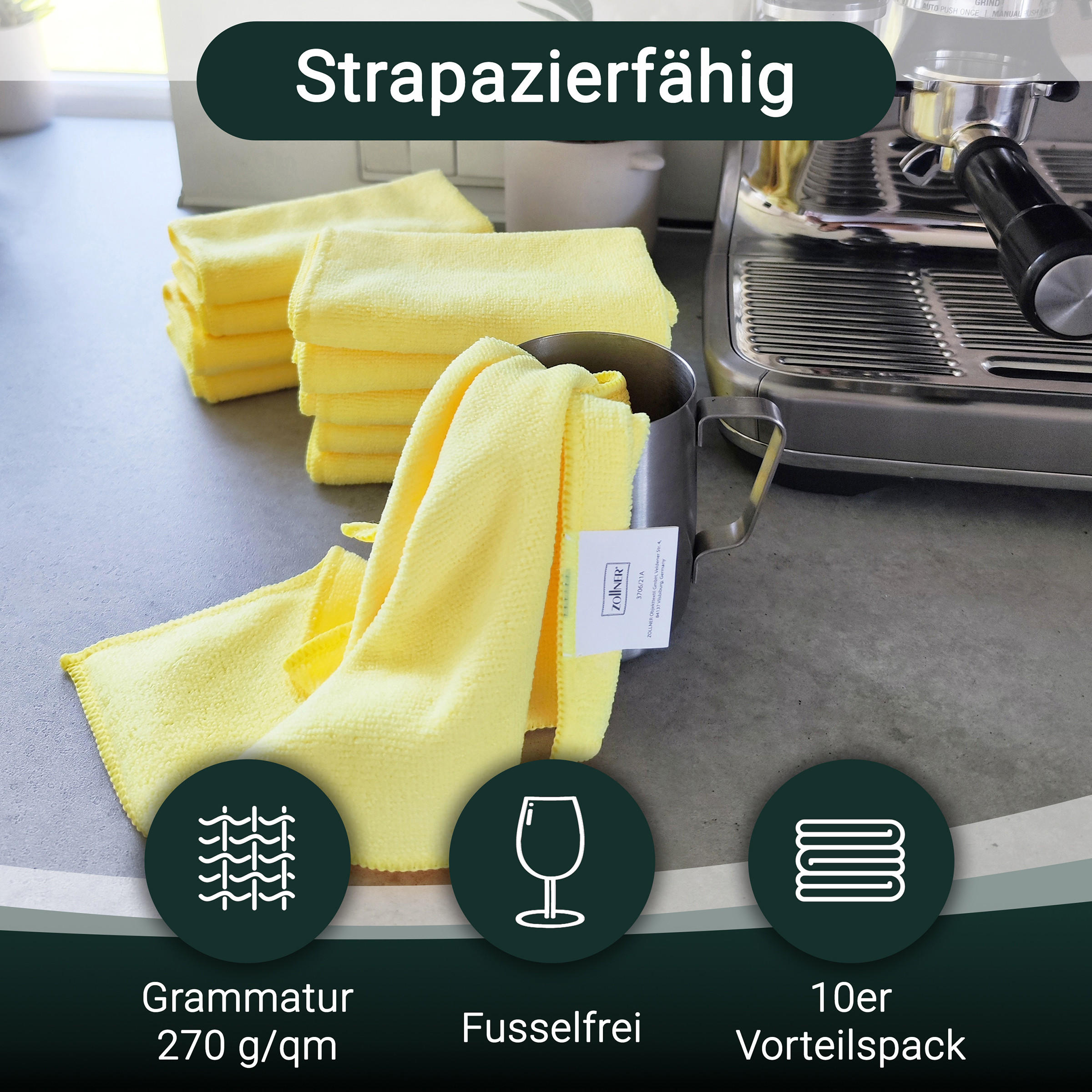 REINIGUNGSTÜCHER, 10er-Set, 32x32 cm, 80% Polyester, 20% Polyamid, farblich sortiert - Gelb, Textil (32/32cm) - Zollner