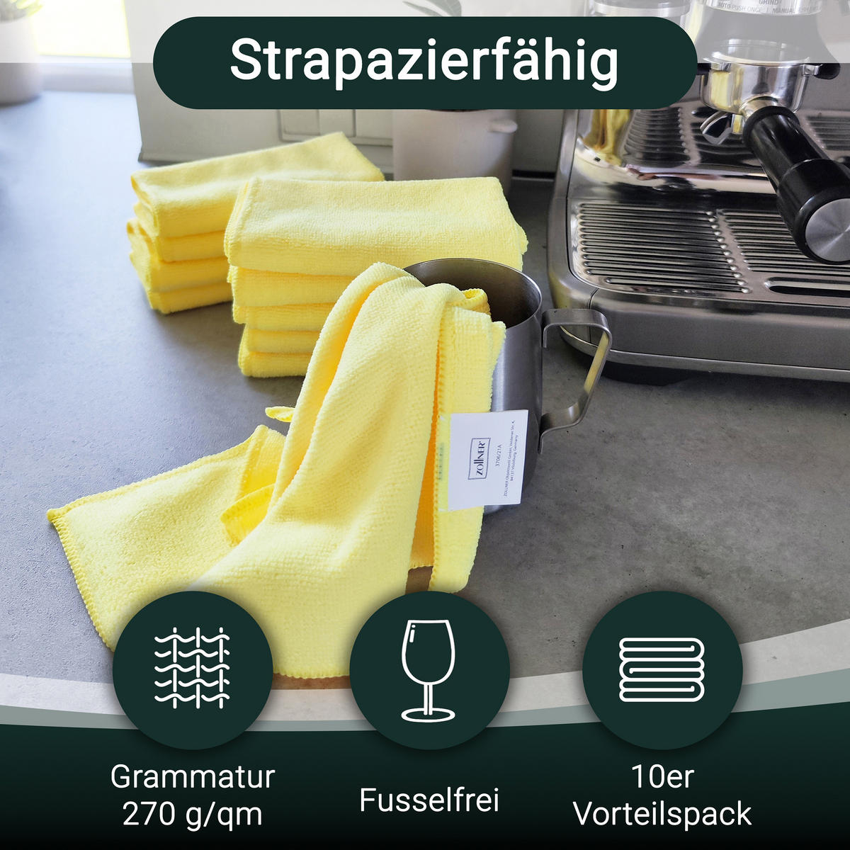 REINIGUNGSTÜCHER, 10er-Set, 32x32 cm, 80% Polyester, 20% Polyamid, farblich sortiert - Gelb, Textil (32/32cm) - Zollner