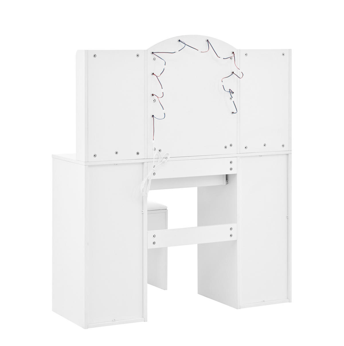SCHMINKTISCH 110/40/132 cm Weiß aus MDF und Spanplatte mit LED-Spiegel - Weiß, Holzwerkstoff (40/132/110cm) - OKWISH