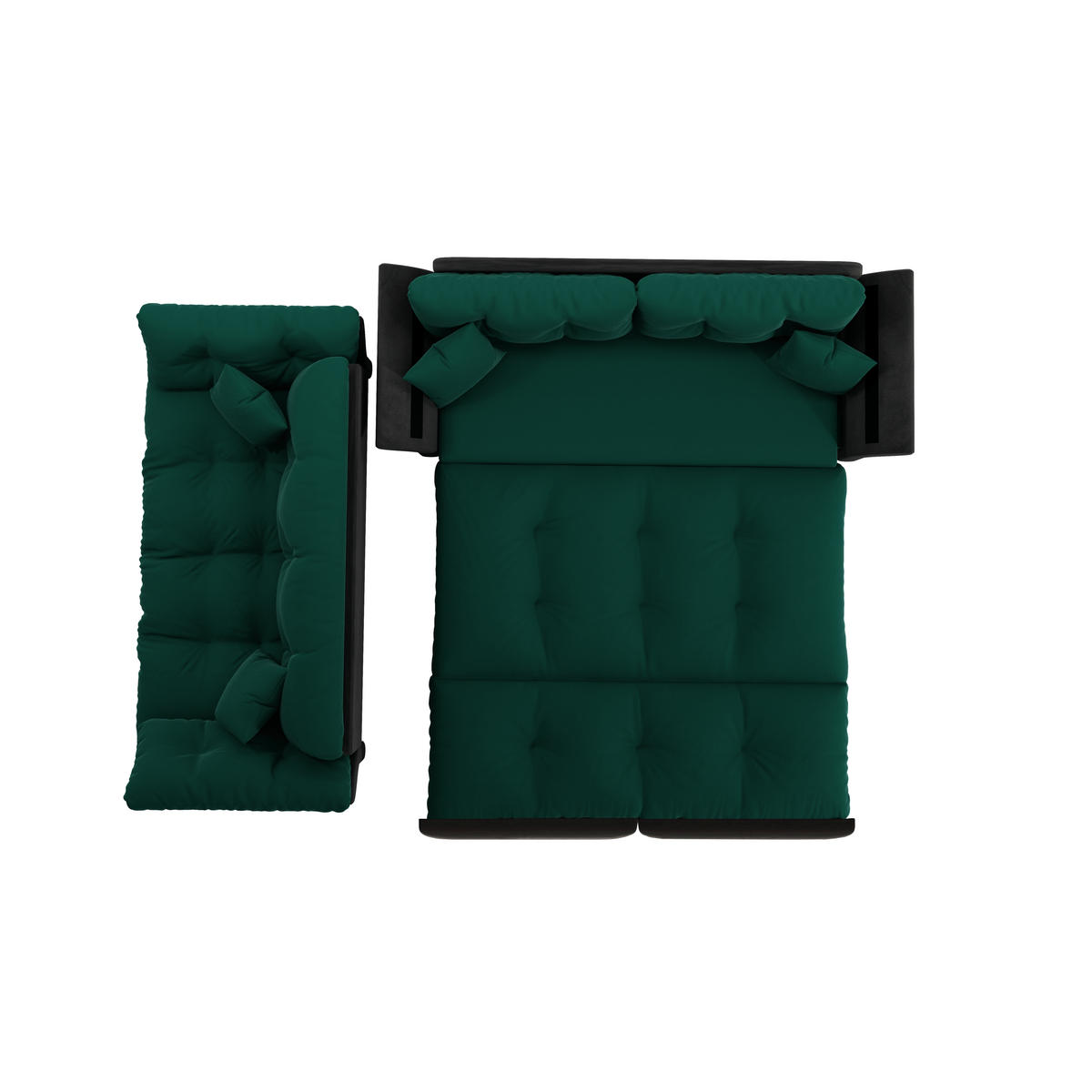 SCHLAFSOFA 190 cm 3-in-1 ausziehbar mit 2 Kissen, DE-34942, Grün - Grün, Metall (190/91/85cm) - ComfortXL