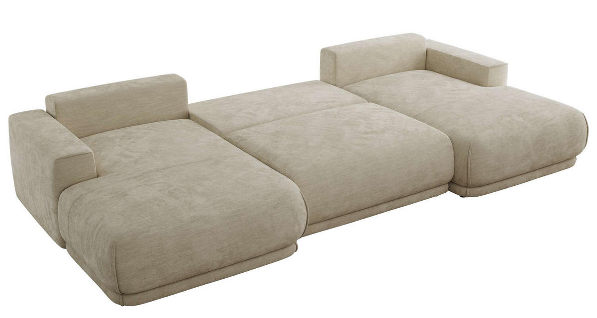SEDACIA SÚPRAVA RINA U Béžová Hladký ženil - čierna/béžová, textil/plast (360/85/170cm) - MKS