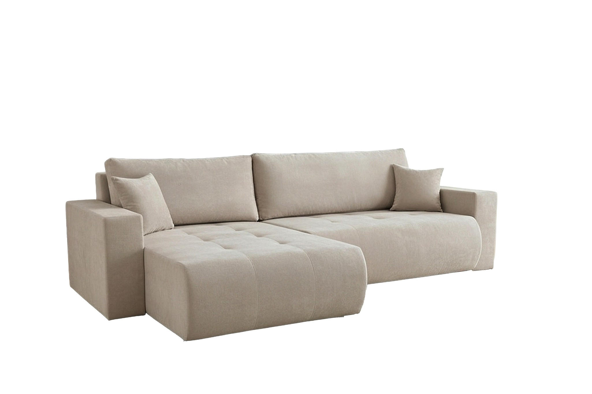 ECKSOFA Armari Mit Schlaffunktion - Beige, Holzwerkstoff/Textil (277/154cm) - Fun Möbel