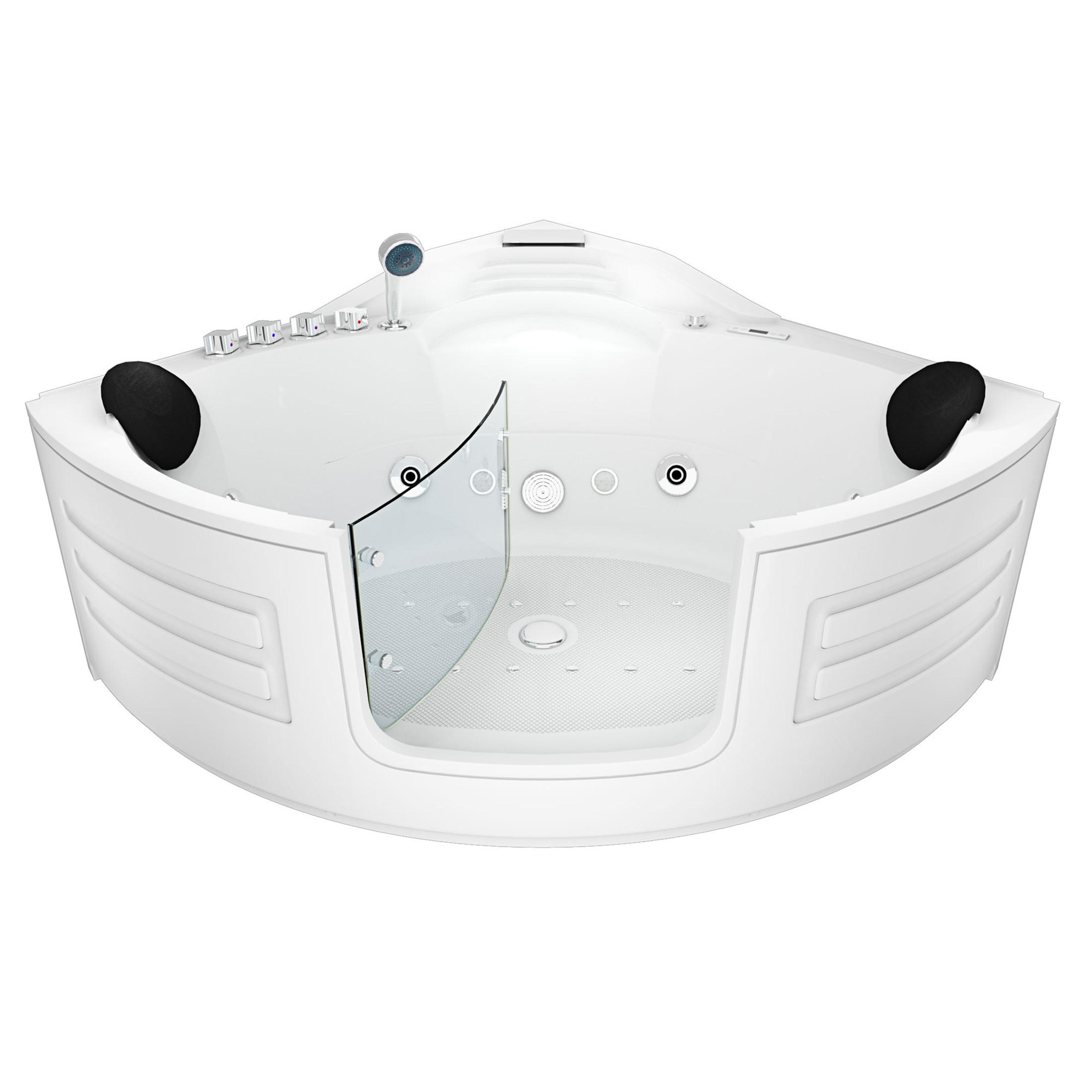 WHIRLPOOL Badewanne Wanne W70H 150x150cm mit Tür - Weiß, Glas/Kunststoff (150/70/150cm) - AcquaVapore by Sandra Jentho