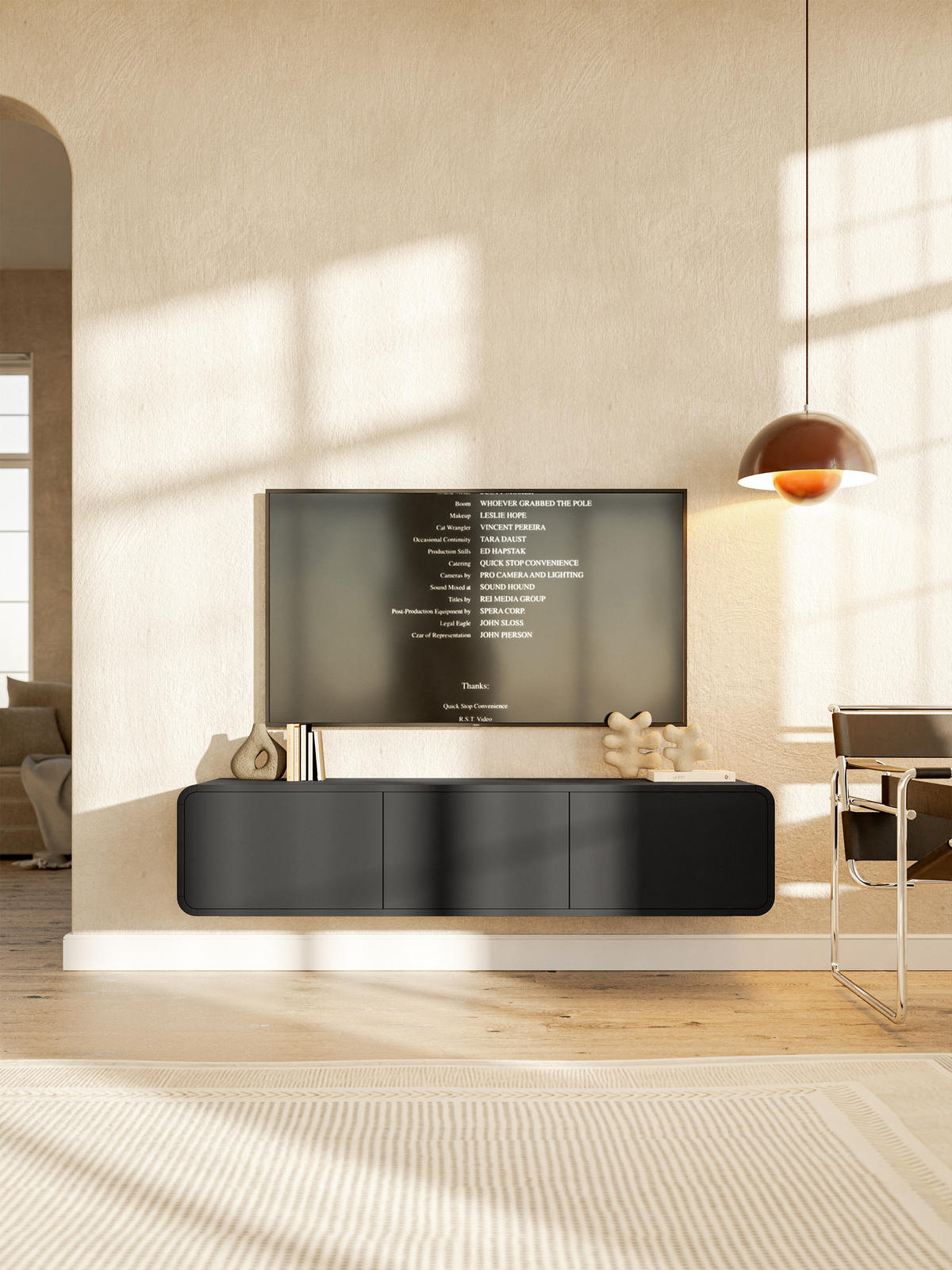 TV-HÄNGEBOARD Oro Schwarz mit 3 Schubladen 154 cm - Schwarz, Holzwerkstoff (154/32.4/40cm) - Selsey