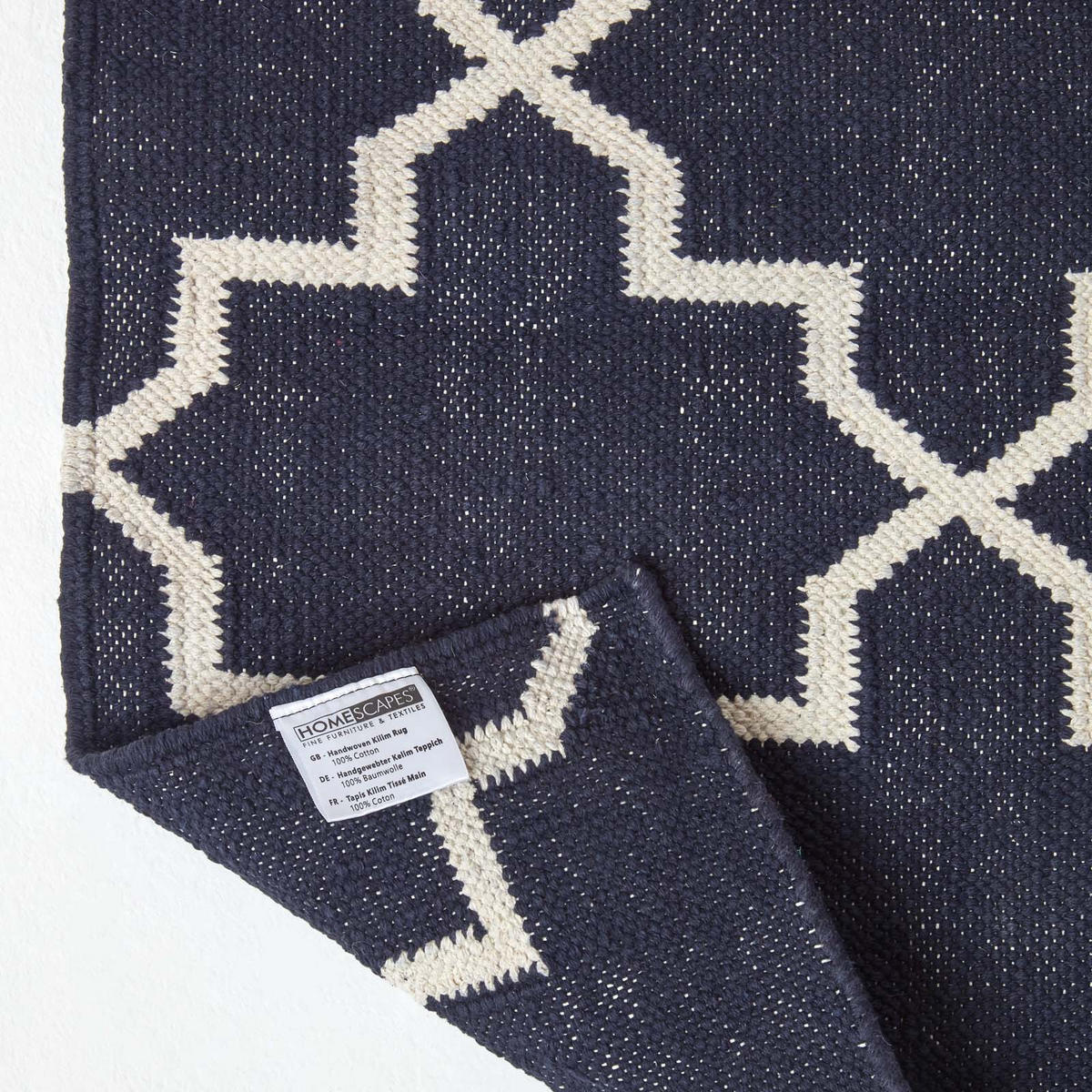 KELIM-TEPPICHLÄUFER Edmonton handgewebt 66/200 cm - Dunkelblau, Textil (66/200cm) - Homescapes