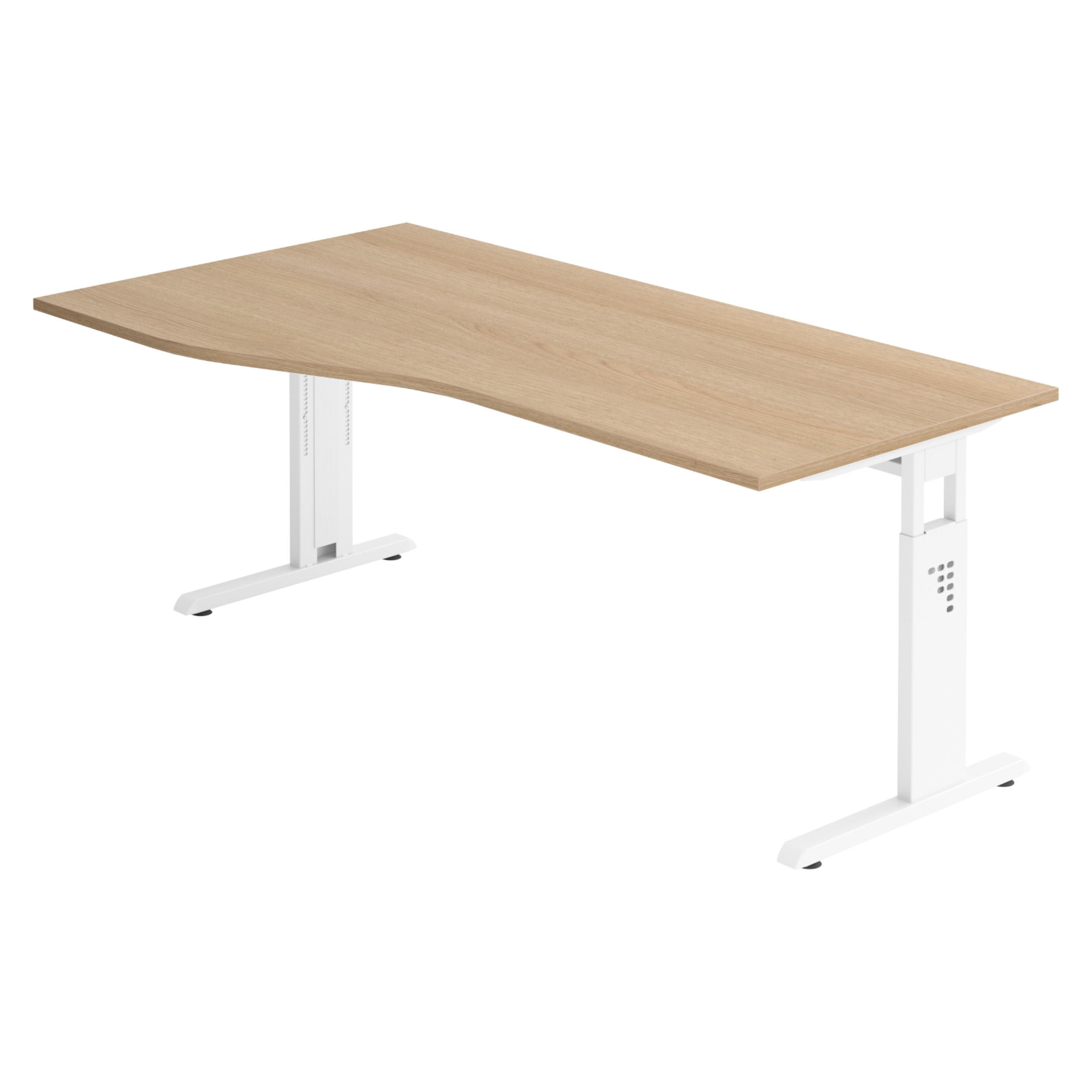 SCHREIBTISCH Serie-O 100/180/74 cm in Eichefarben/Weiß - Eichefarben/Weiß, Holzwerkstoff (100/180/74cm) - bümö