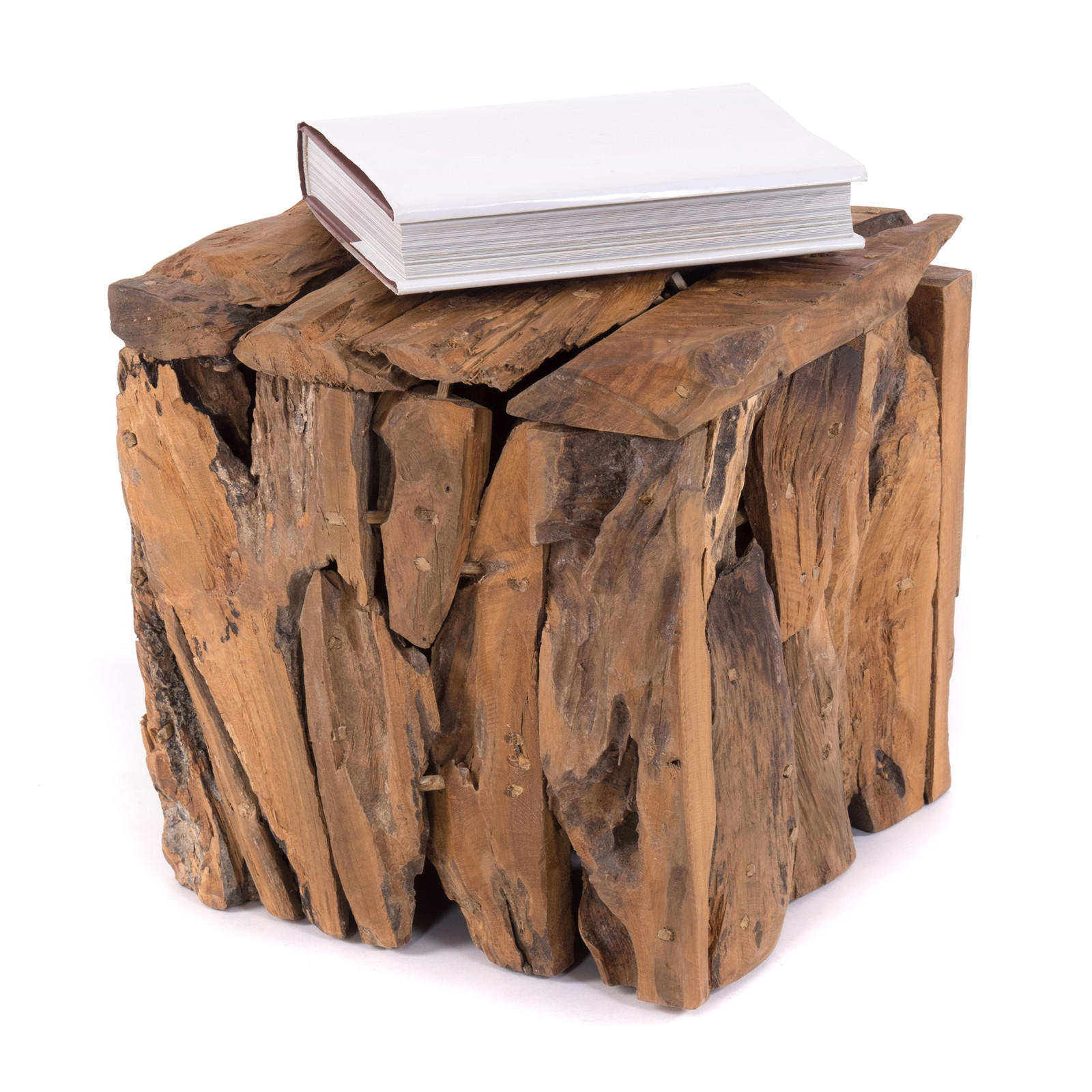 HOCKER SITZBOX TEAK 30 30x30x30 cm, Recyclingholz naturfarben - Braun, Holz (30/30/30cm) - DESIGN DELIGHTS