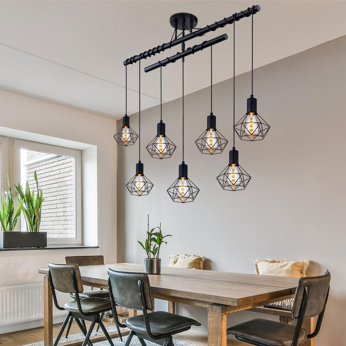 HÄNGELEUCHTE Käfig Design Schwarz matt - Schwarz, Metall (100/15/100cm)