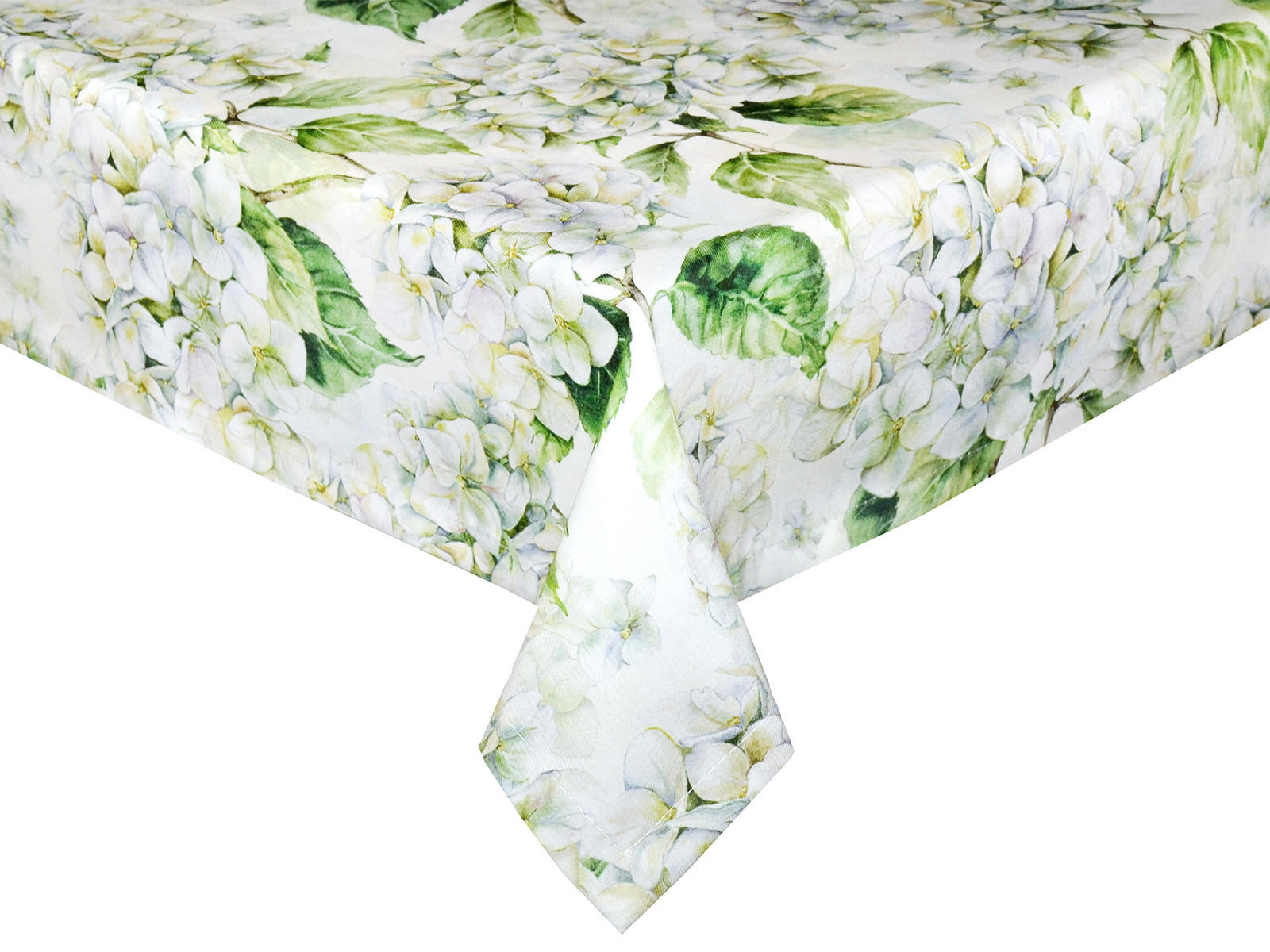 TISCHDECKE Landlust-Hortensie weiß 130/220 cm - Weiß/Grün, Textil (130/220cm) - beties Heimtextil