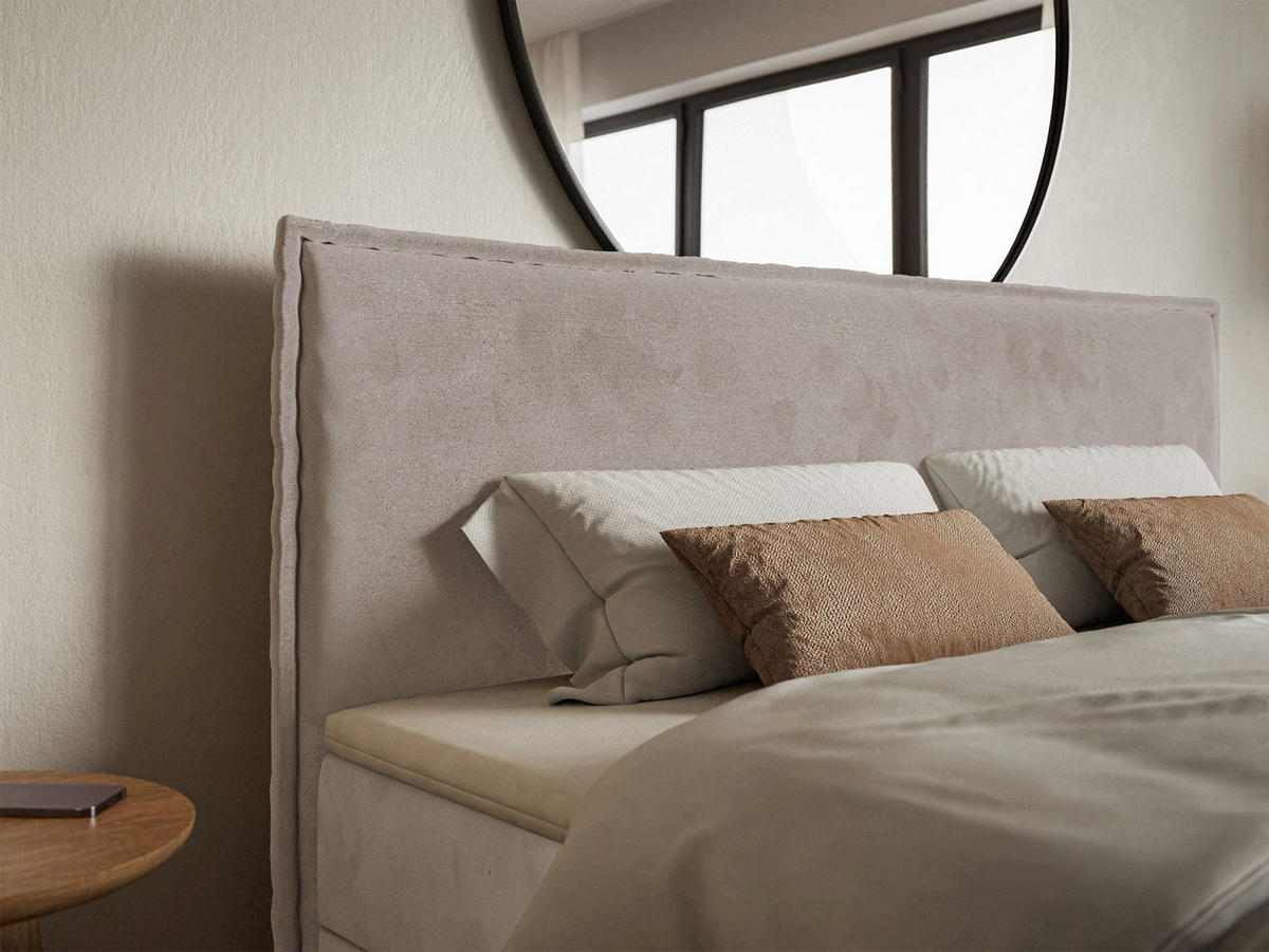 BOXBETT Softie Taupe Velours wasserabweisend 160x200 cm - Graubraun, Textil (160/200cm) - Selsey