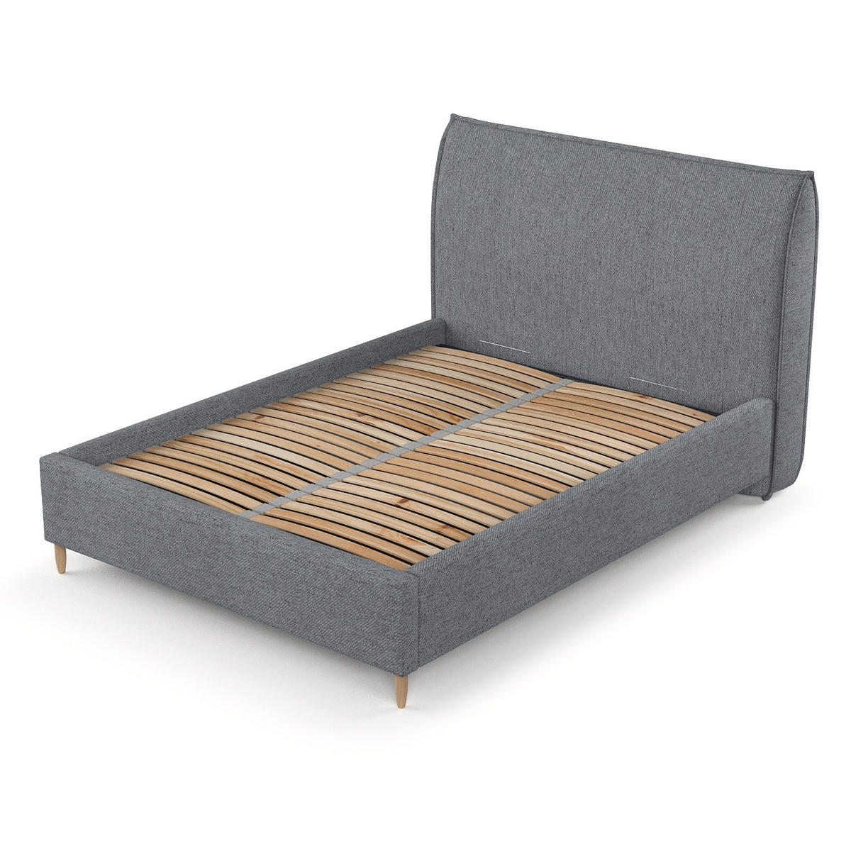 POLSTERBETT Mira 140/200 cm Grau im Neve Stoff - Naturfarben/Grau, Holz/Holzwerkstoff (140/200cm) - AltaBeds