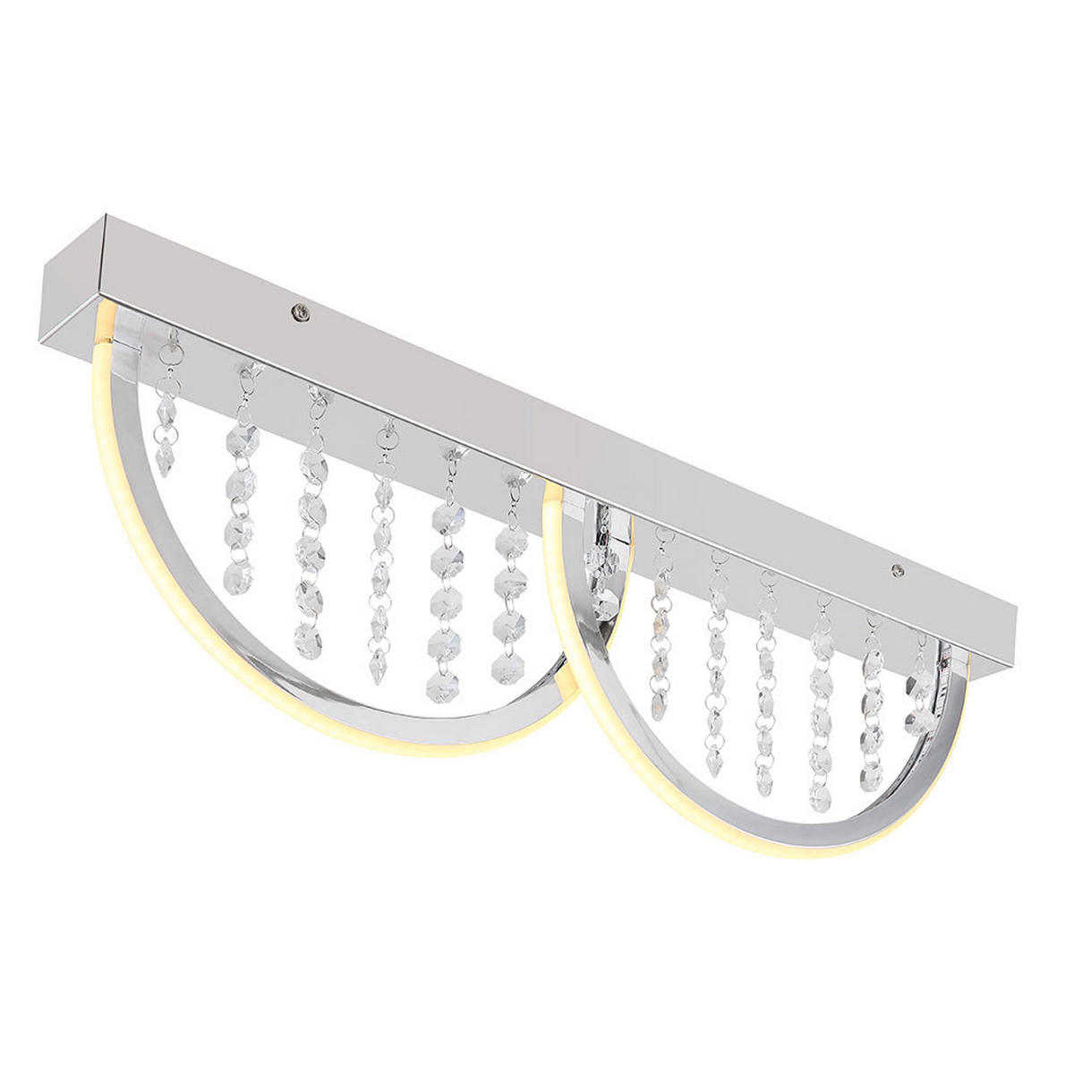 LED DECKENLEUCHTE Silber Kristalloptik Weiß - Silberfarben, Metall (60/6/20cm) - Globo Lighting