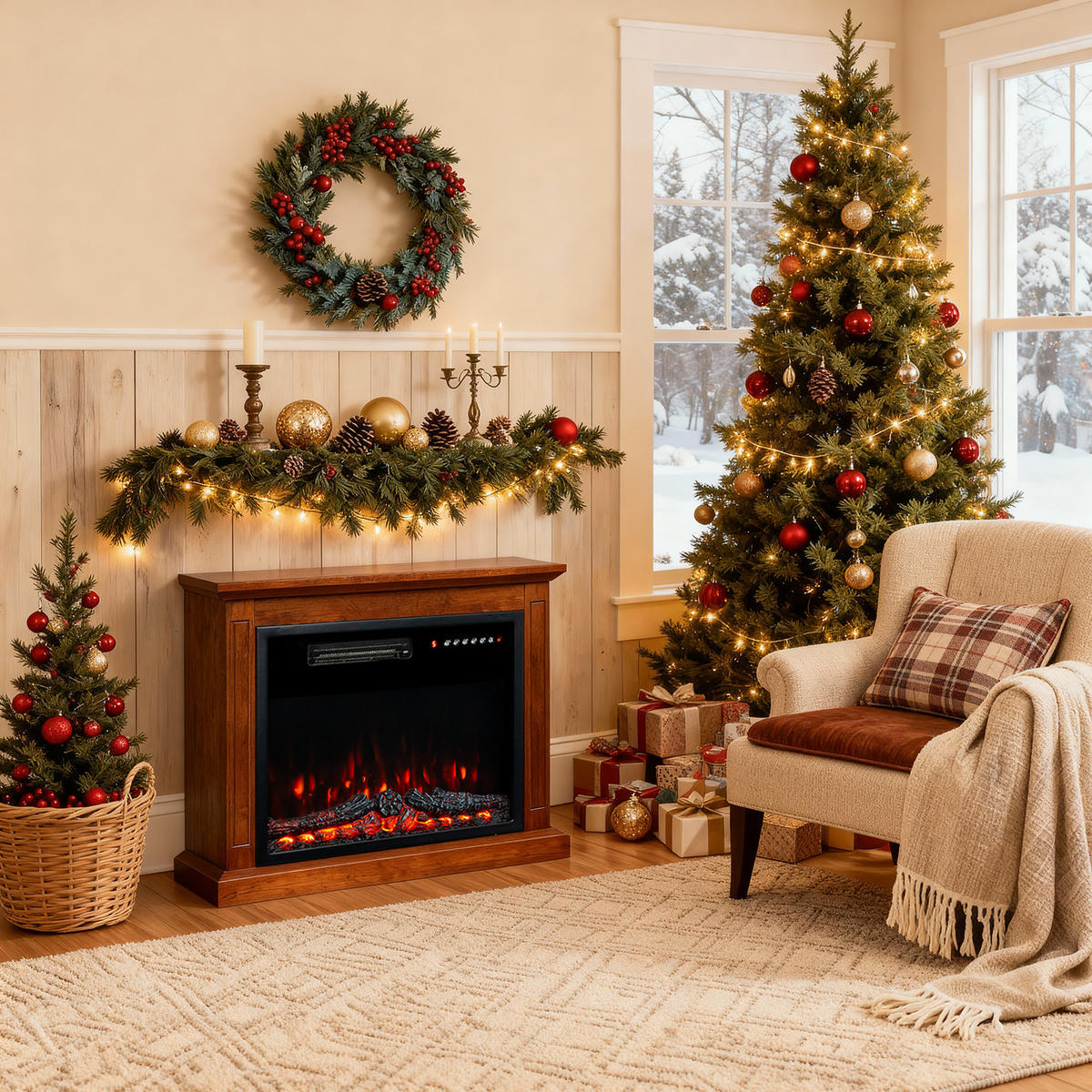 23" Elektrokamin mit Schrank - Braun, Metall (74/59.8/24cm)